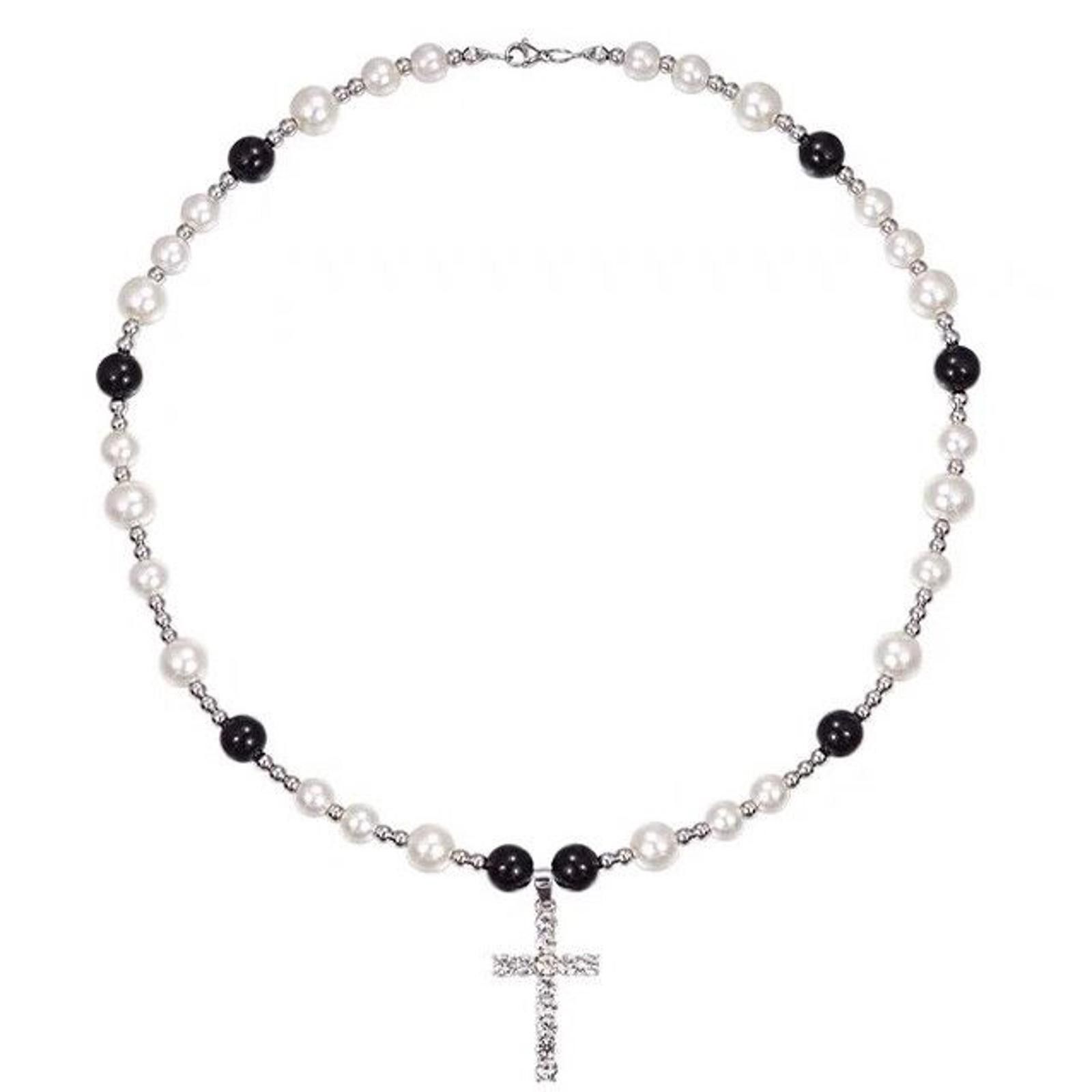Jewelry Cross Stacked Beaded Necklace, Cross Layered Necklace Size ONE SIZE - 4 Thumbnail
