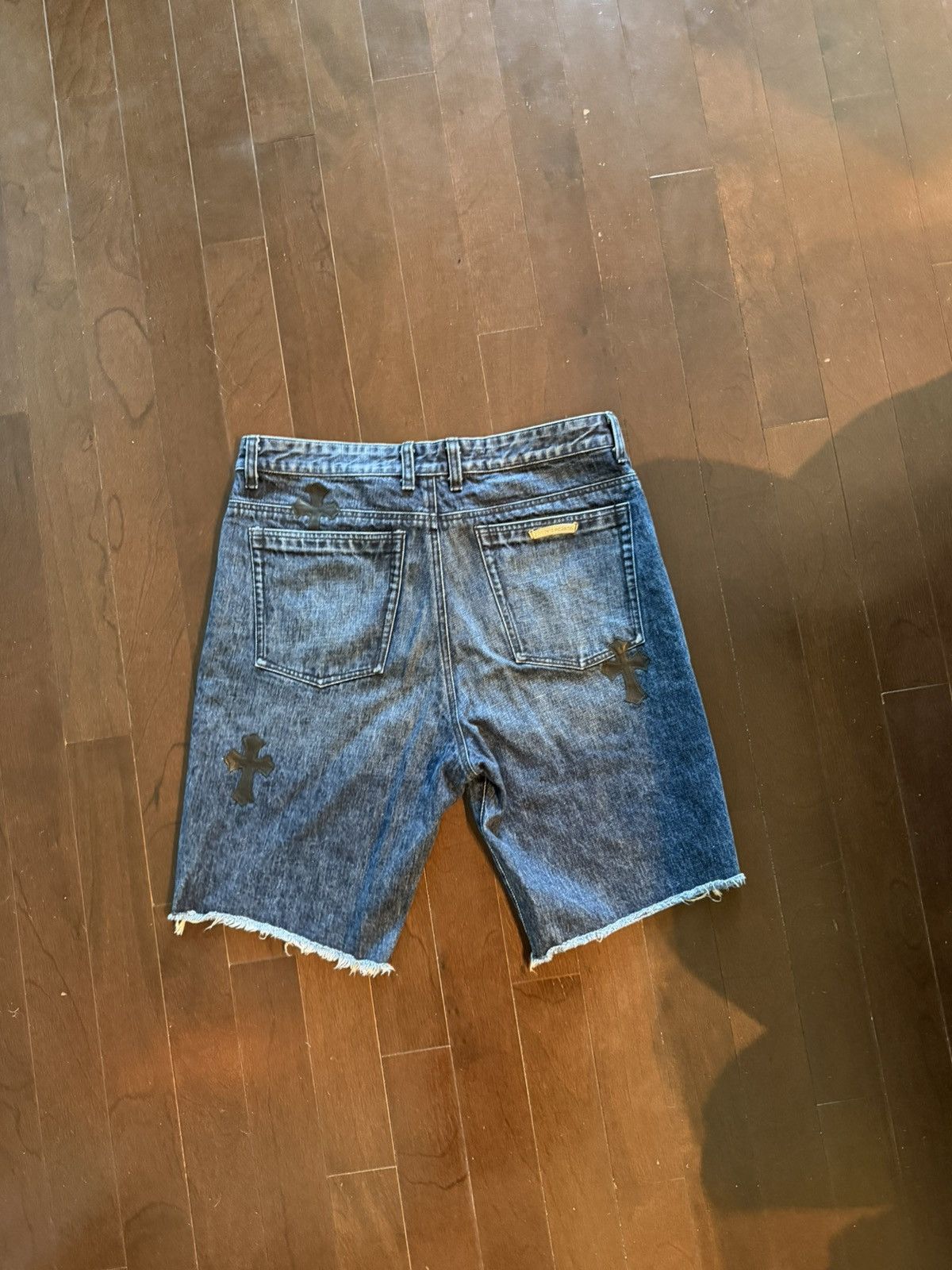 Chrome Hearts Chrome Hearts Black Leather Cross Patch Shorts Size US 31 - 2 Thumbnail