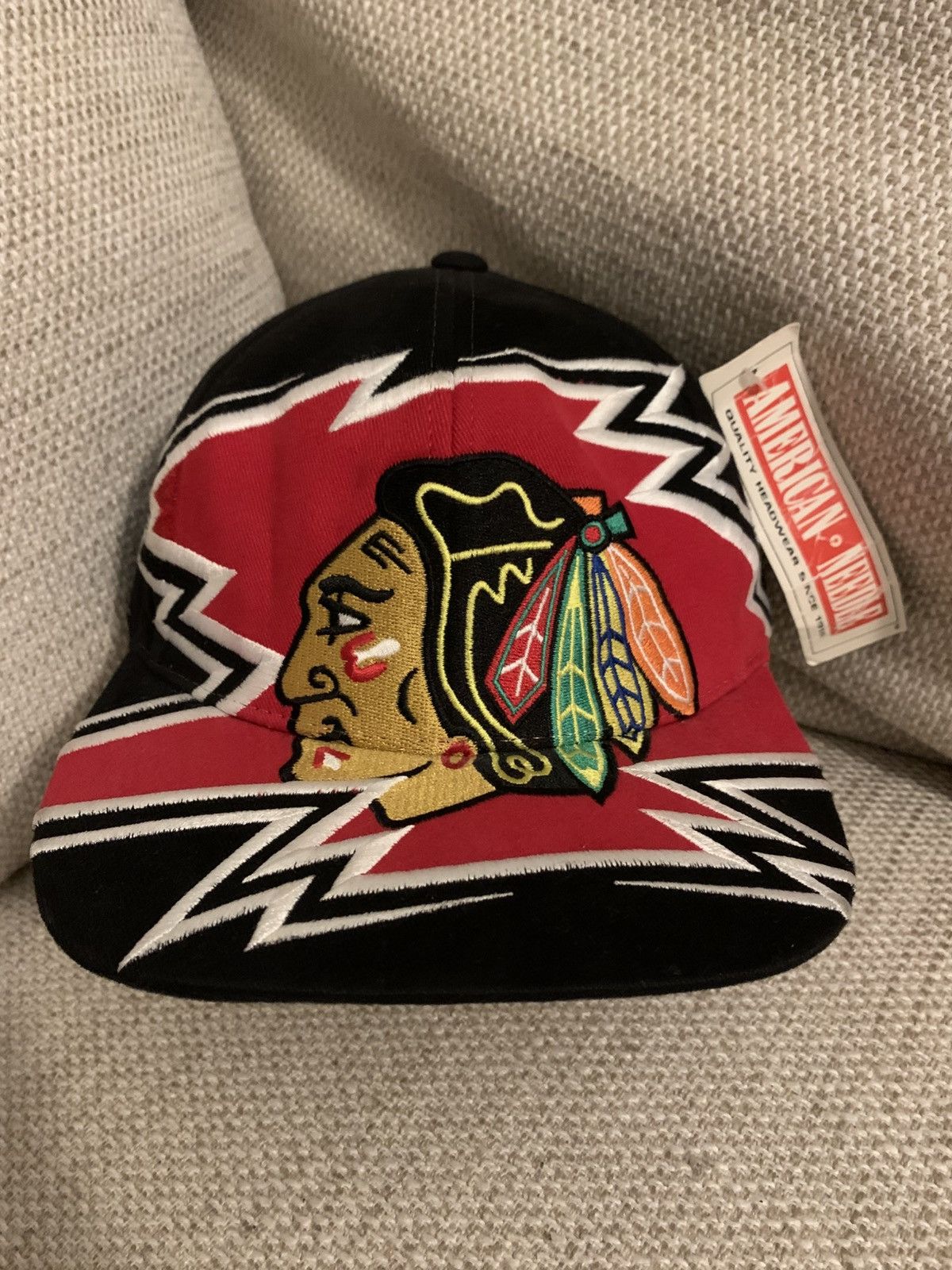 American Needle Vintage 90s Chicago Blackhawks jumbo Embroidery Snapback cap Size ONE SIZE - 1 Thumbnail