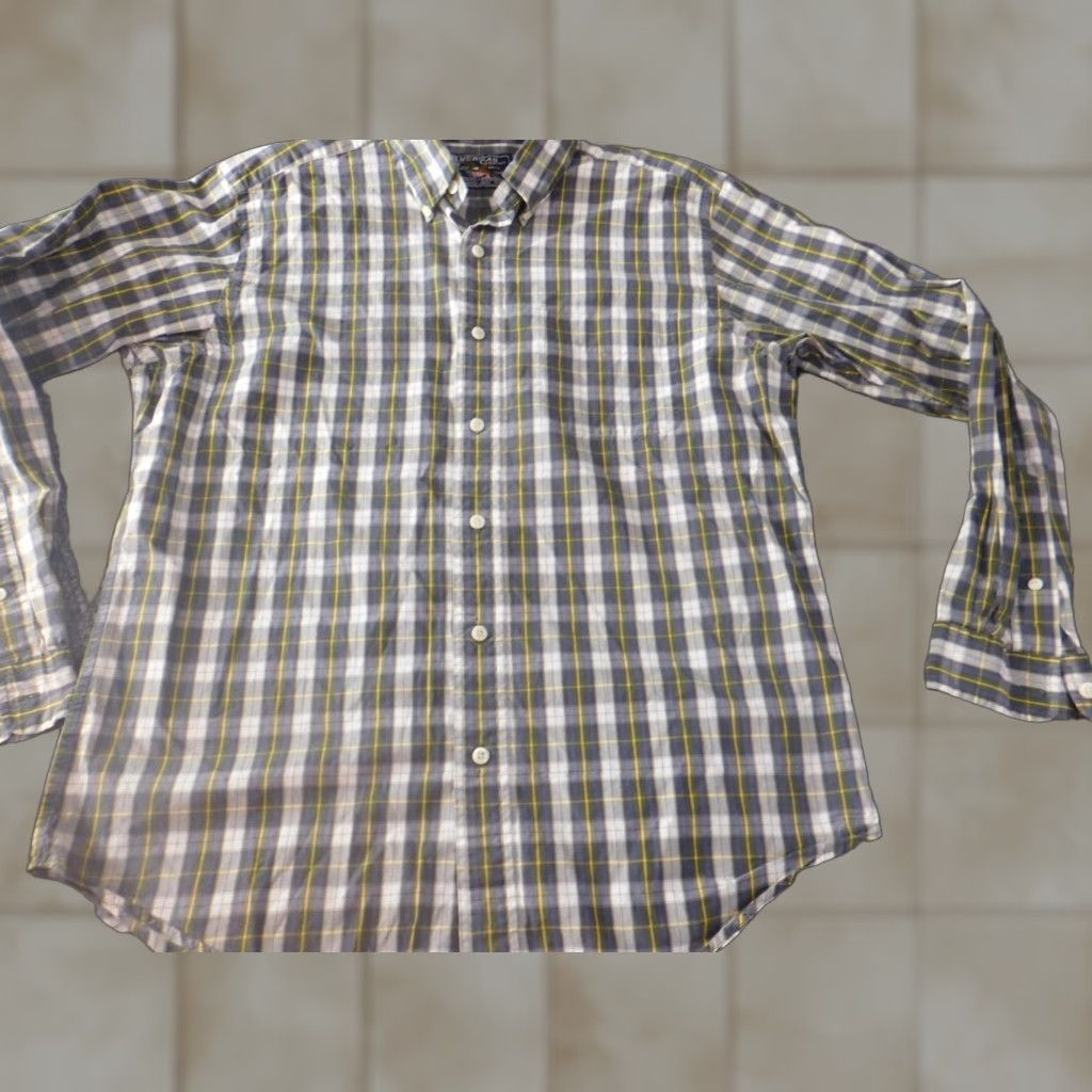 Vintage American Living Shirt Mens Medium Blue Plaid Button-Down Collar Long Sleeve Casual Cotton Knit with Pockets Size US M / EU 48-50 / 2 - 1 Thumbnail
