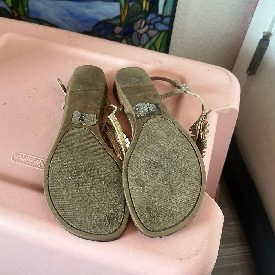 Other Gold leaf brown slip on sandals shoes Size US 8.5 / IT 38.5 - 3 Thumbnail