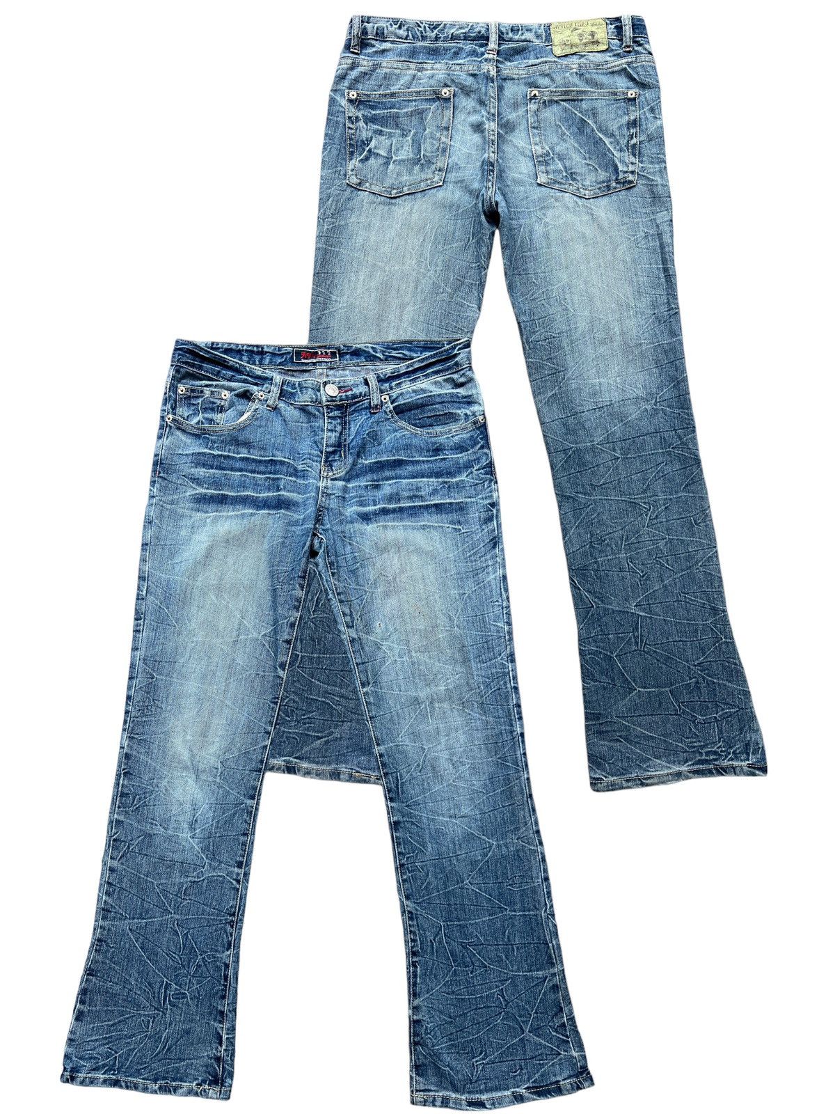 Japanese Brand Aft Distressed Faded Flare Jeans 34x31.5