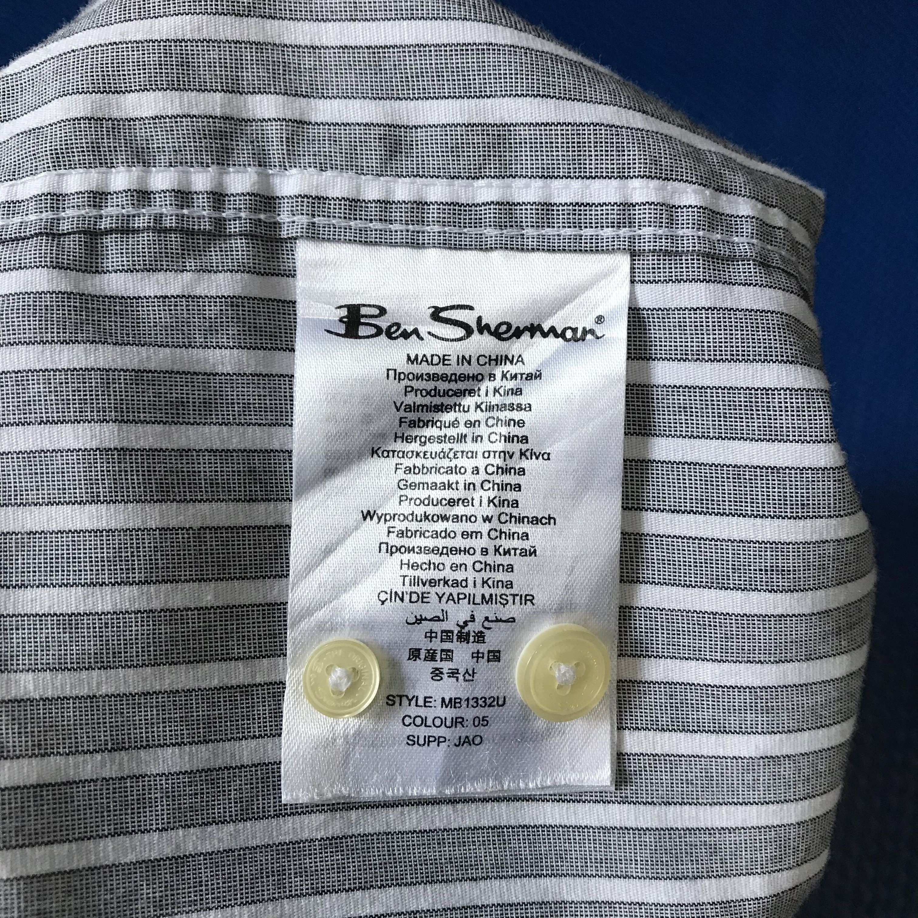 Ben Sherman × Vintage Ben Sherman Grey Stripes Shirt Button down 3 finger Colar Size US XL / EU 56 / 4 - 10 Thumbnail
