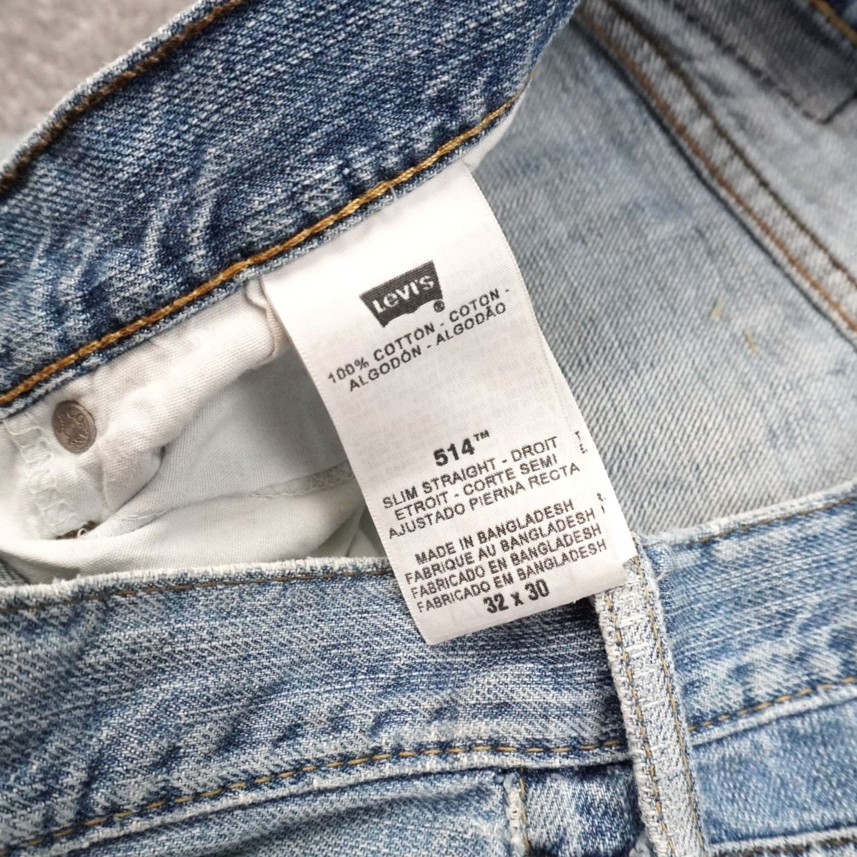 Levi's Levi's 514 Slim Straight Mens 32x28 Light Wash Blue Denim Jeans Size US 32 / EU 48 - 4 Thumbnail