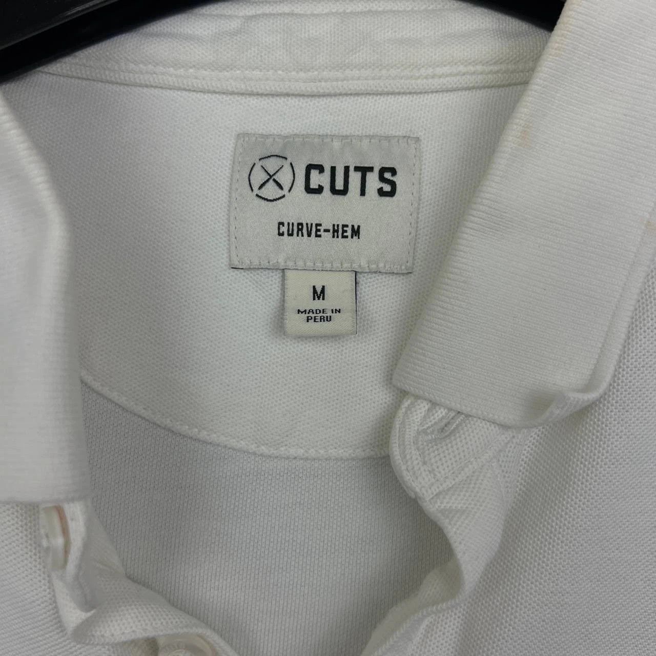 Cuts Cuts Curve Hem Polo Shirt Men White Collared Pima Cotton M Size US M / EU 48-50 / 2 - 3 Thumbnail