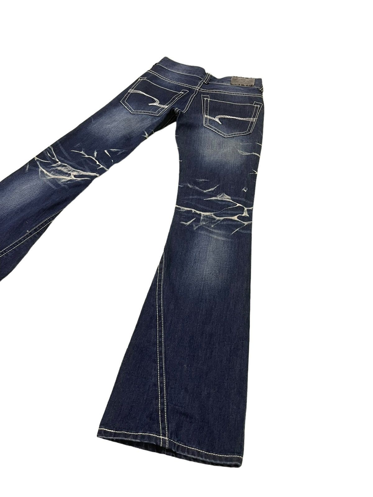 Japanese Brand Flare Jeans Black Crown Faded Distress Boot Cut 8🟦7 Size US 28 / EU 44 - 14 Thumbnail