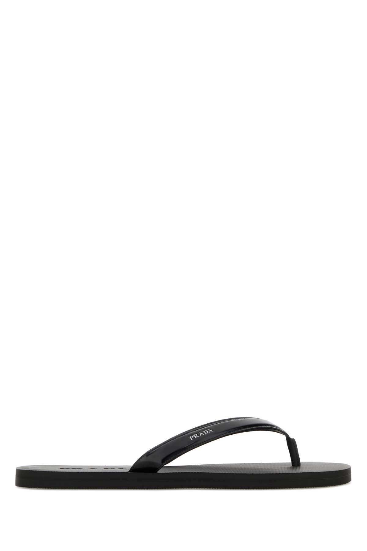 Prada Black Leather Thong Slippers Size US 8 / EU 41 - 1 Thumbnail