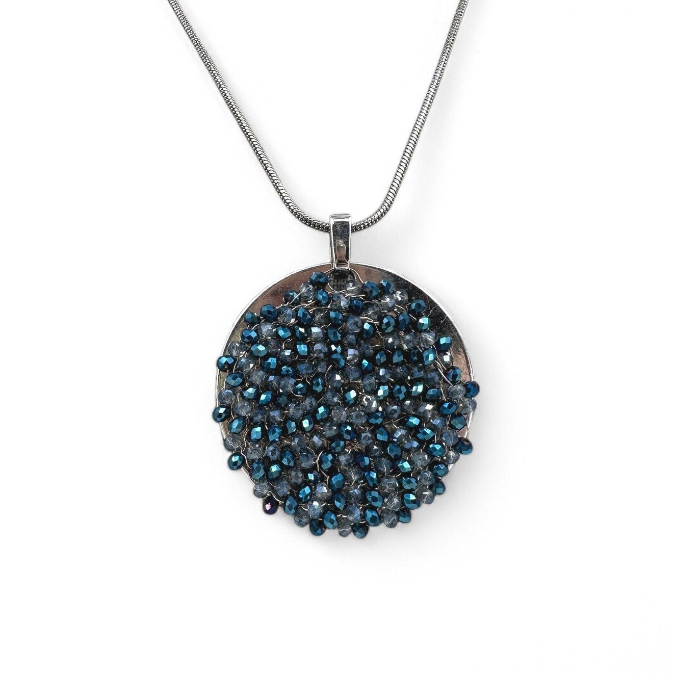 Kenneth Cole Kenneth Cole Crystal Beaded Disc Pendant Necklace Blue Size ONE SIZE - 1 Thumbnail