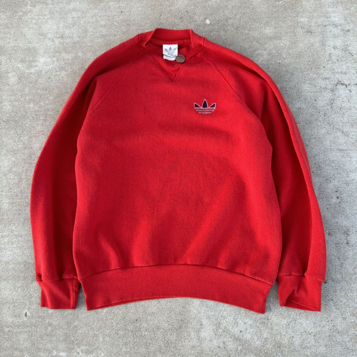 Adidas × Nike Vintage 80s Made In USA Red Adidas Logo Crewneck Fits Small Size US S / EU 44-46 / 1 - 1 Thumbnail