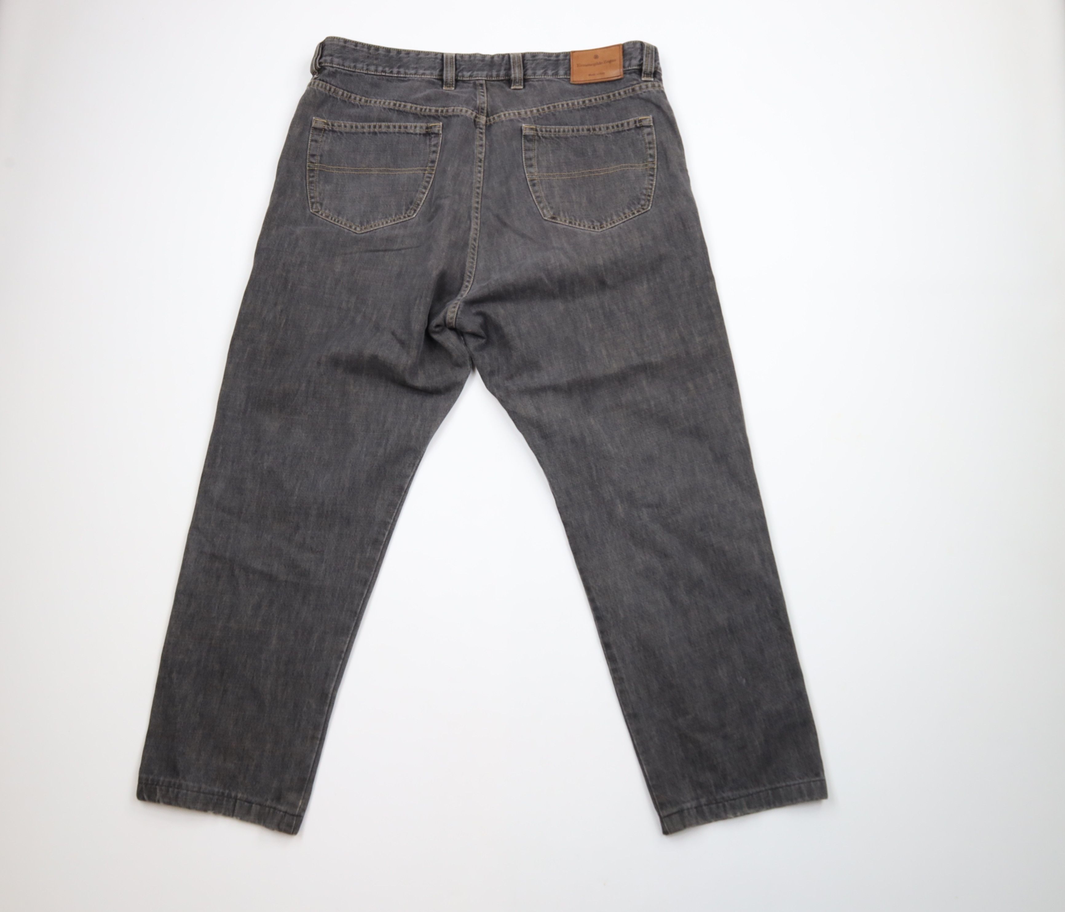Ermenegildo Zegna × Vintage Vintage Ermenegildo Zegna Leg Denim Jeans Black Cotton Size US 38 / EU 54 - 9 Thumbnail