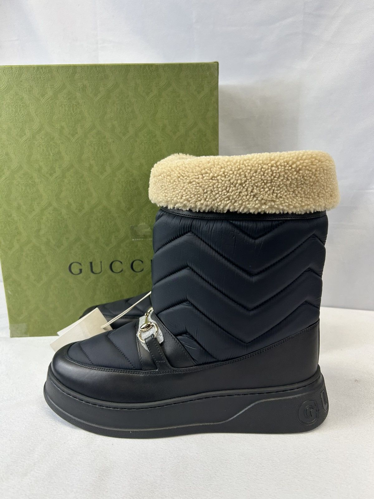 Gucci GUCCI - Horsebit Shearling-Trimmed Quilted Size US 10 / EU 43 - 1 Thumbnail