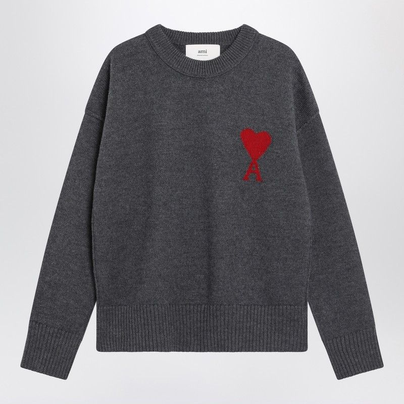 Ami Paris Dark Grey Ami De Coeur Sweater