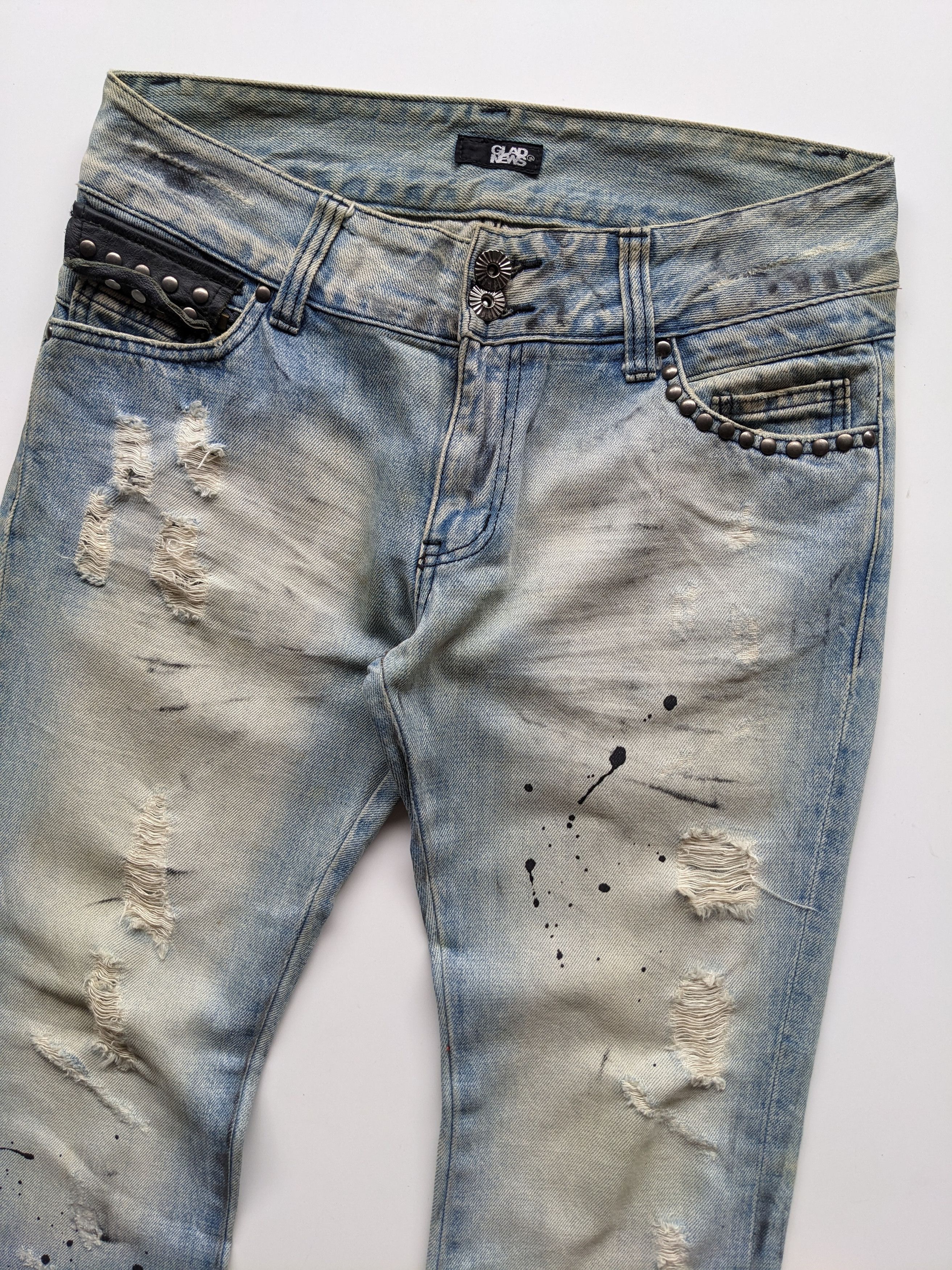 If Six Was Nine × Japanese Brand × Le Grande Bleu (L.G.B.) Glad New splash faded blue flare jeans Size US 33 - 3 Thumbnail