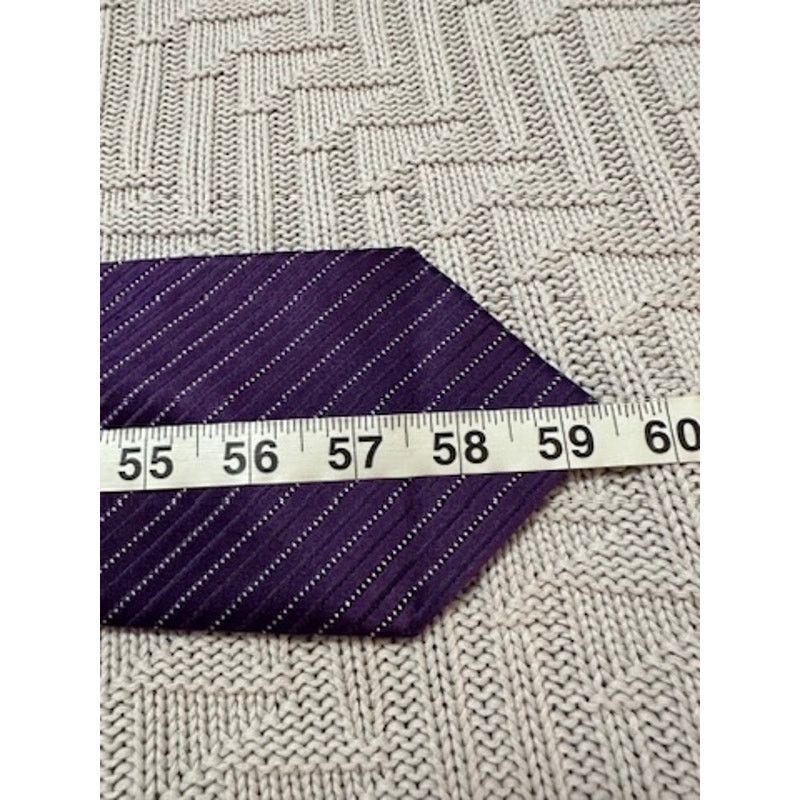 Calvin Klein Calvin Klein purple striped silk tie Size ONE SIZE - 4 Thumbnail