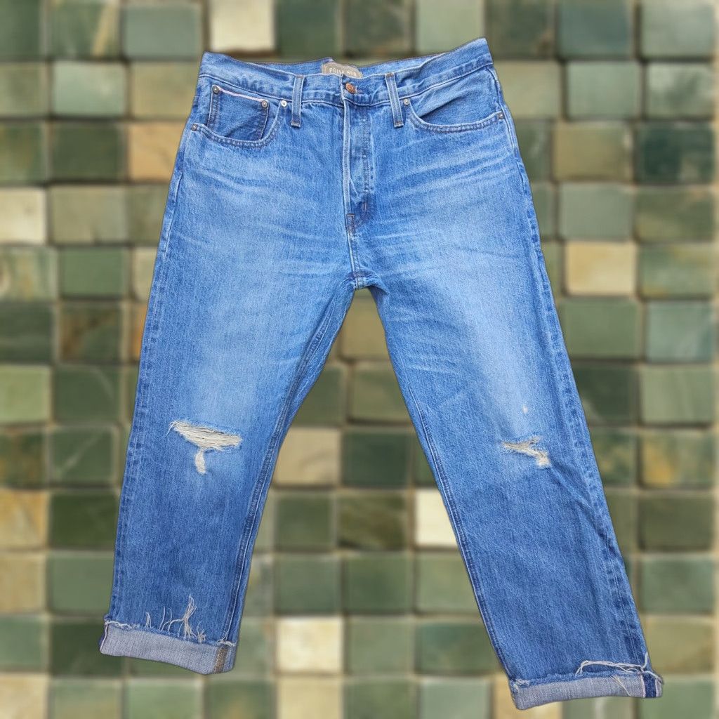 Denime Point Sur Selvedge Boyfriend Jeans in Arctic Blue Size 30 USA Made Organic Denim Size 30" / US 8 / IT 44 - 1 Thumbnail
