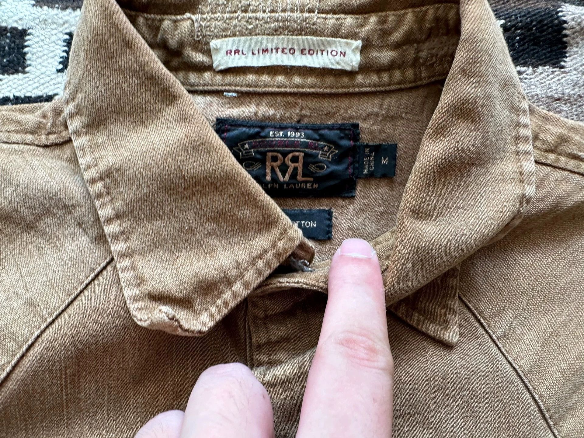 RRL Ralph Lauren RRL Distressed Western Shirt w/ Holes & Pkt Edges M (Vntg) Size US M / EU 48-50 / 2 - 5 Thumbnail
