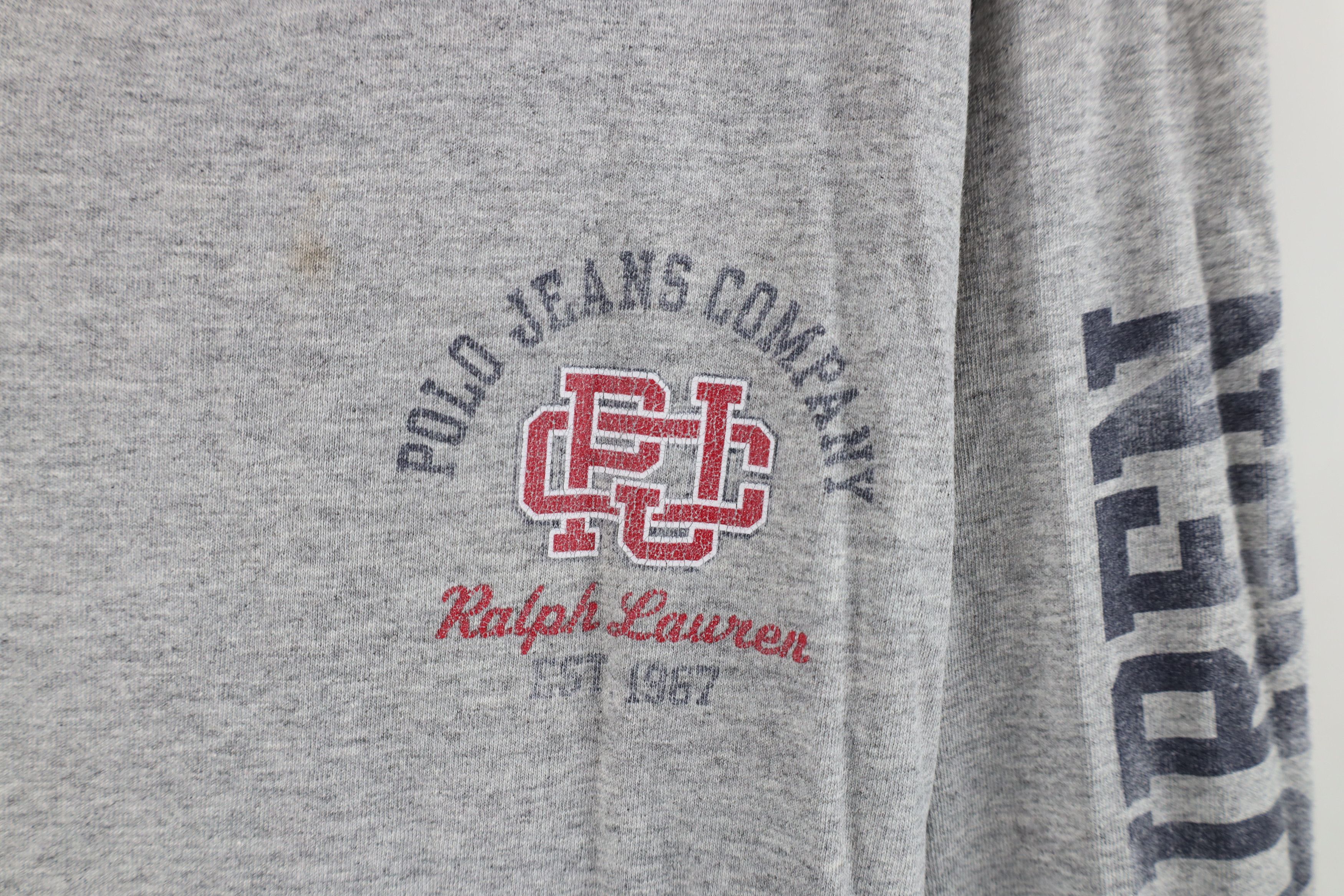 Ralph Lauren × Vintage Vintage 90s Ralph Lauren Spell Out Long Sleeve T-Shirt Gray Size US XL / EU 56 / 4 - 5 Thumbnail