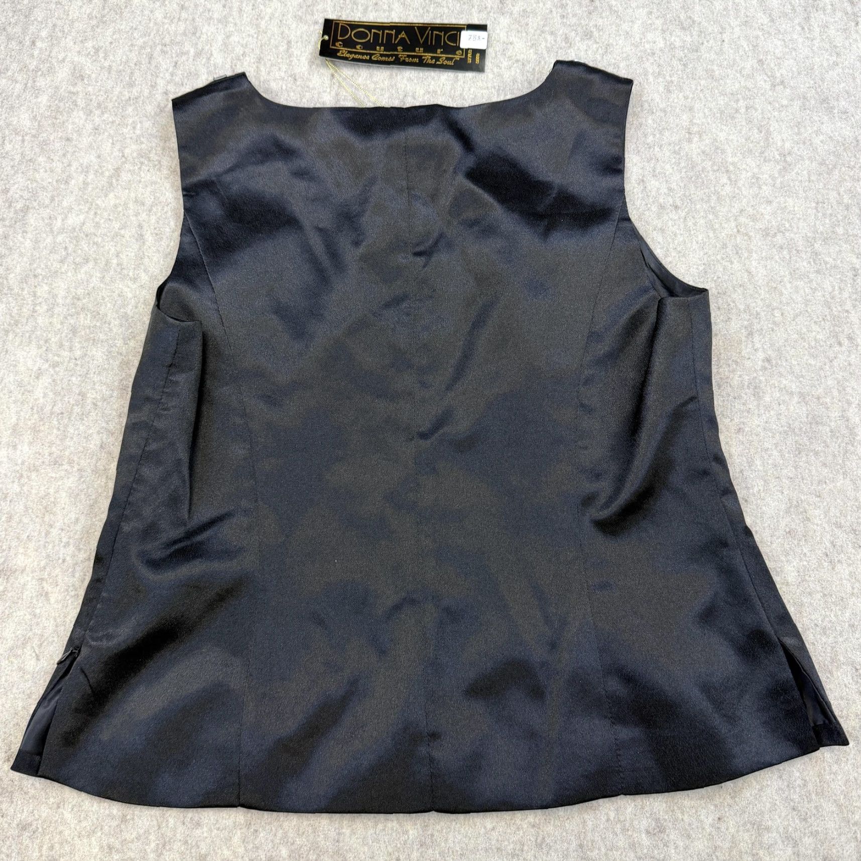 Vintage Donna Vinci Couture Top Womens 8 Black Sleeveless Beaded Neckline Formal Size M / US 6-8 / IT 42-44 - 7 Thumbnail