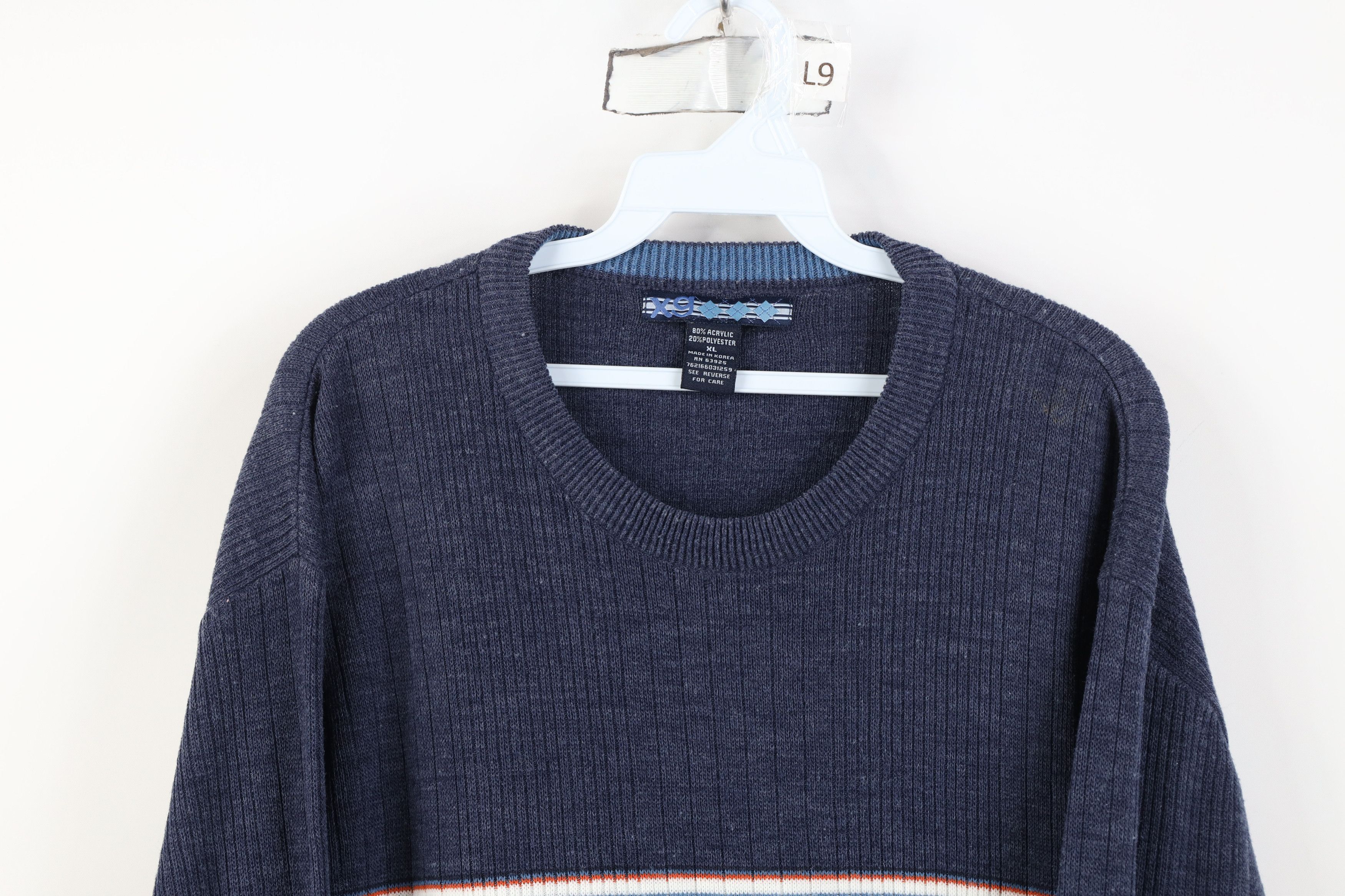 Vintage Vintage 90s Y2K Streetwear Block Ribbed Knit Sweater Blue Size US XL / EU 56 / 4 - 2 Thumbnail