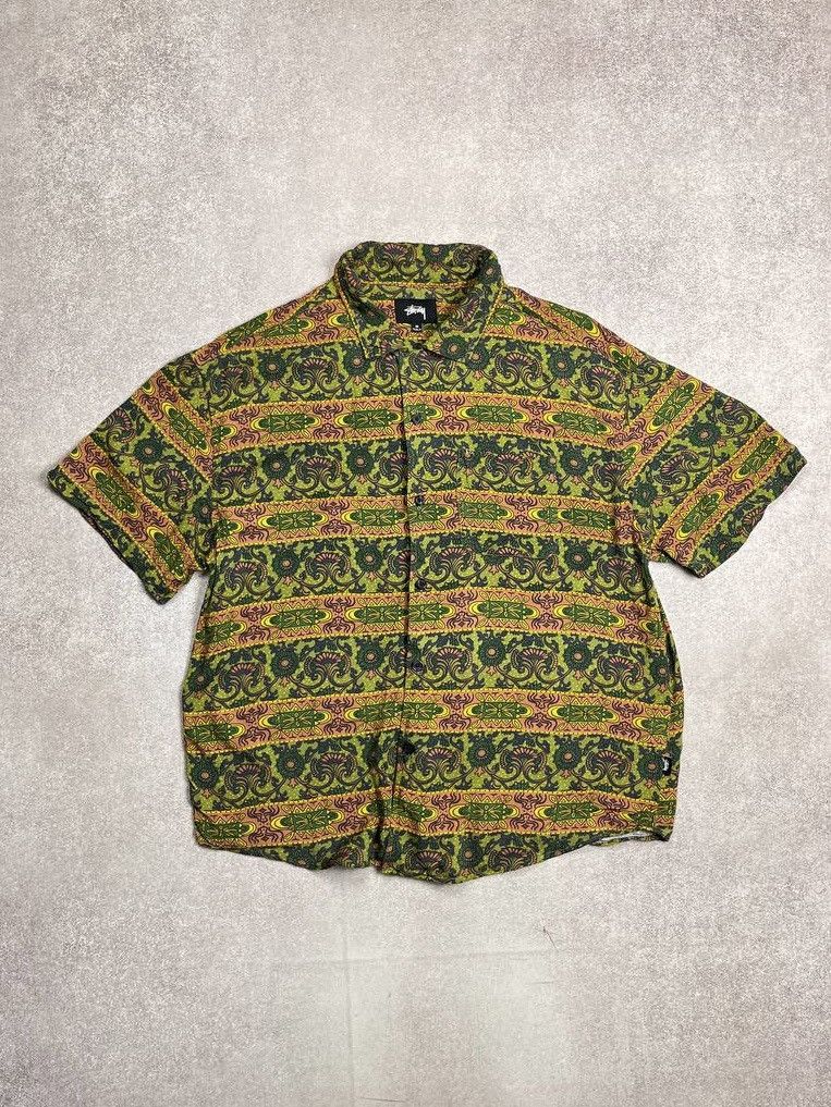 Vintage Stussy Hawaiian Shirt Aloha Made In USA Large Rayon