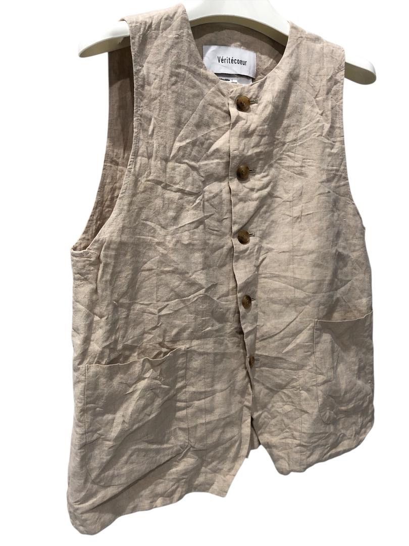 Japanese Brand Vintage Veritecoeur Buttons Linen Vest with double pockets Size US M / EU 48-50 / 2 - 3 Thumbnail