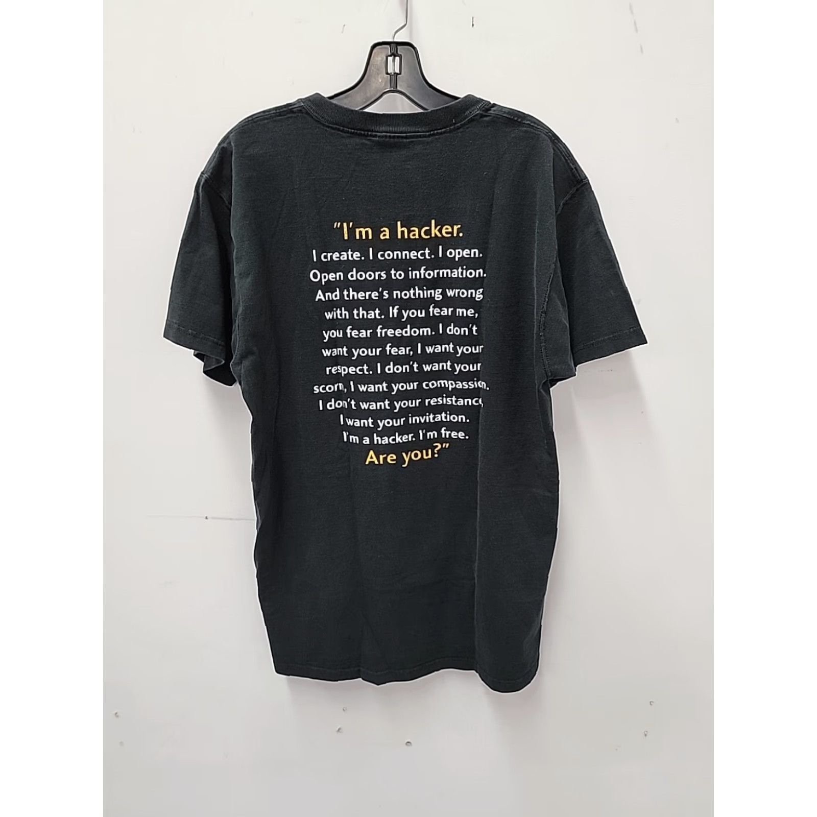 Fruit Of The Loom VINTAGE 90s HACKER Covalent Technology Tech Shirt L Short Sleeve Black Mens Graphic Tee Vintage Tool Shirt Size US L / EU 52-54 / 3 - 2 Thumbnail
