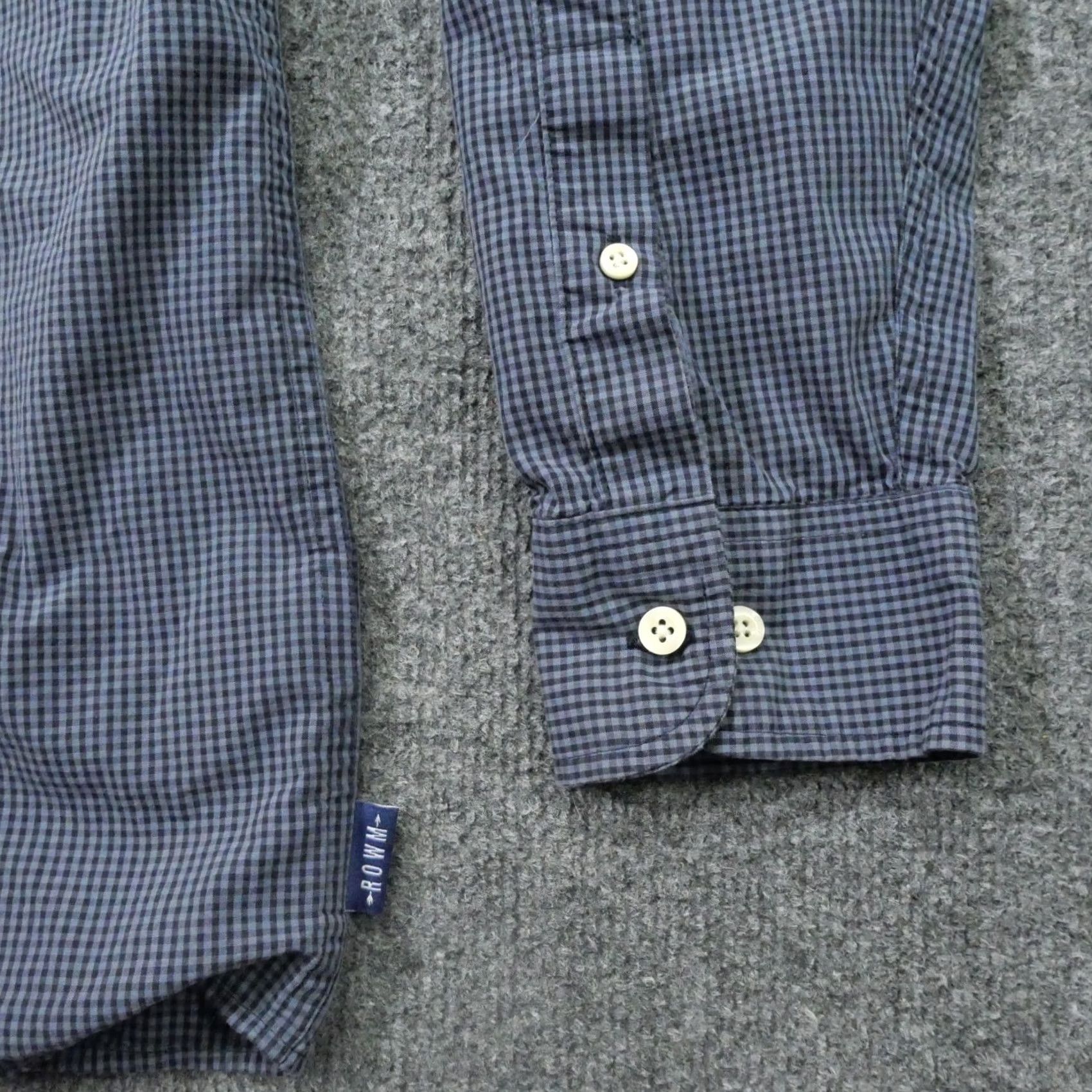 Vintage Rowm Shirt Mens Large Blue Plaid Button Up Long Sleeve Size US L / EU 52-54 / 3 - 2 Thumbnail