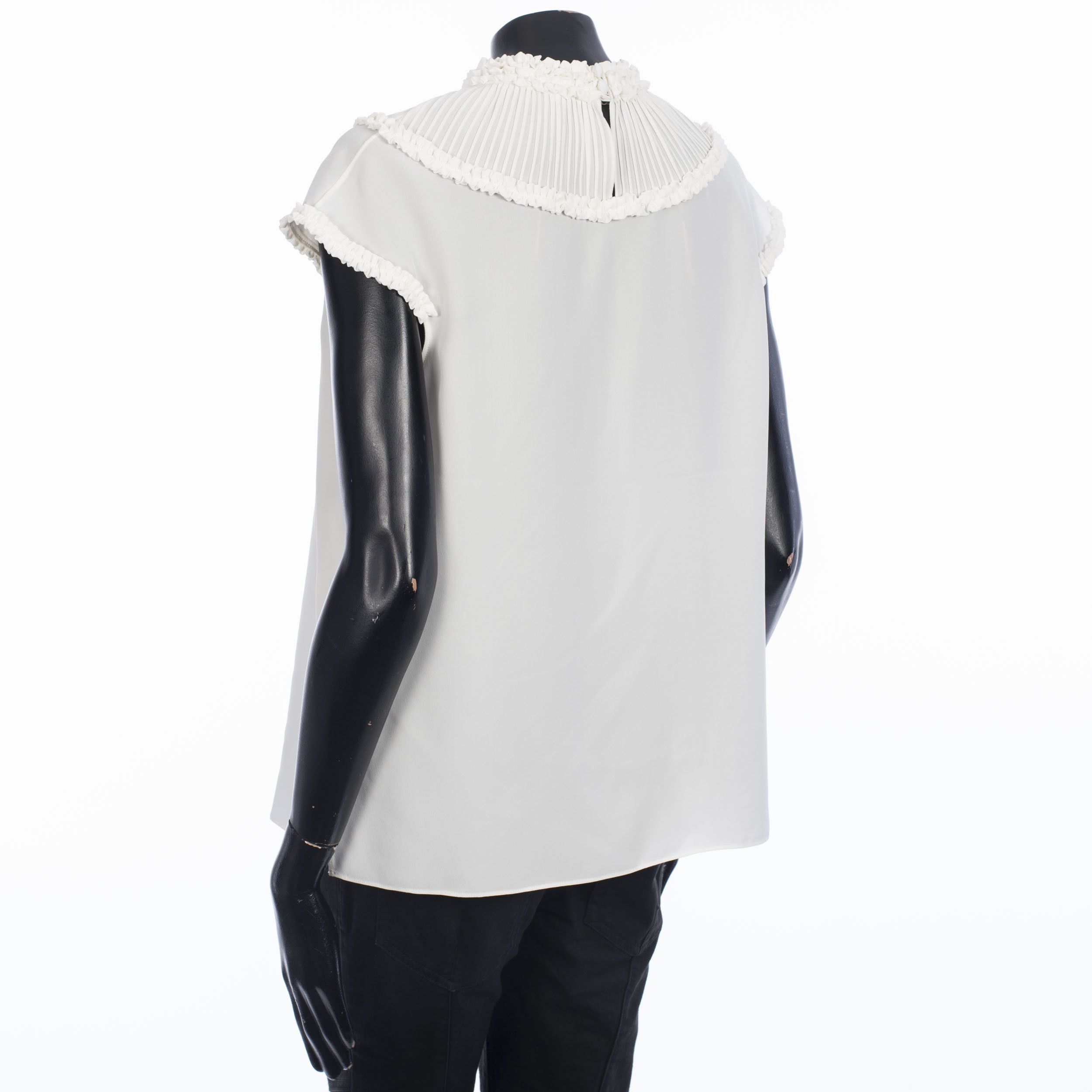 Fendi Crêpe De Chine Top With Ruffles In White Silk Size S / US 4 / IT 40 - 4 Thumbnail