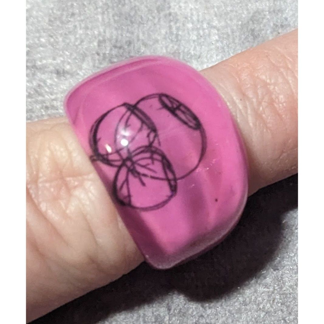 Other Chunky Pink And Black Bubblegum Abstract Ring Size 6 1/4 Size ONE SIZE - 13 Thumbnail