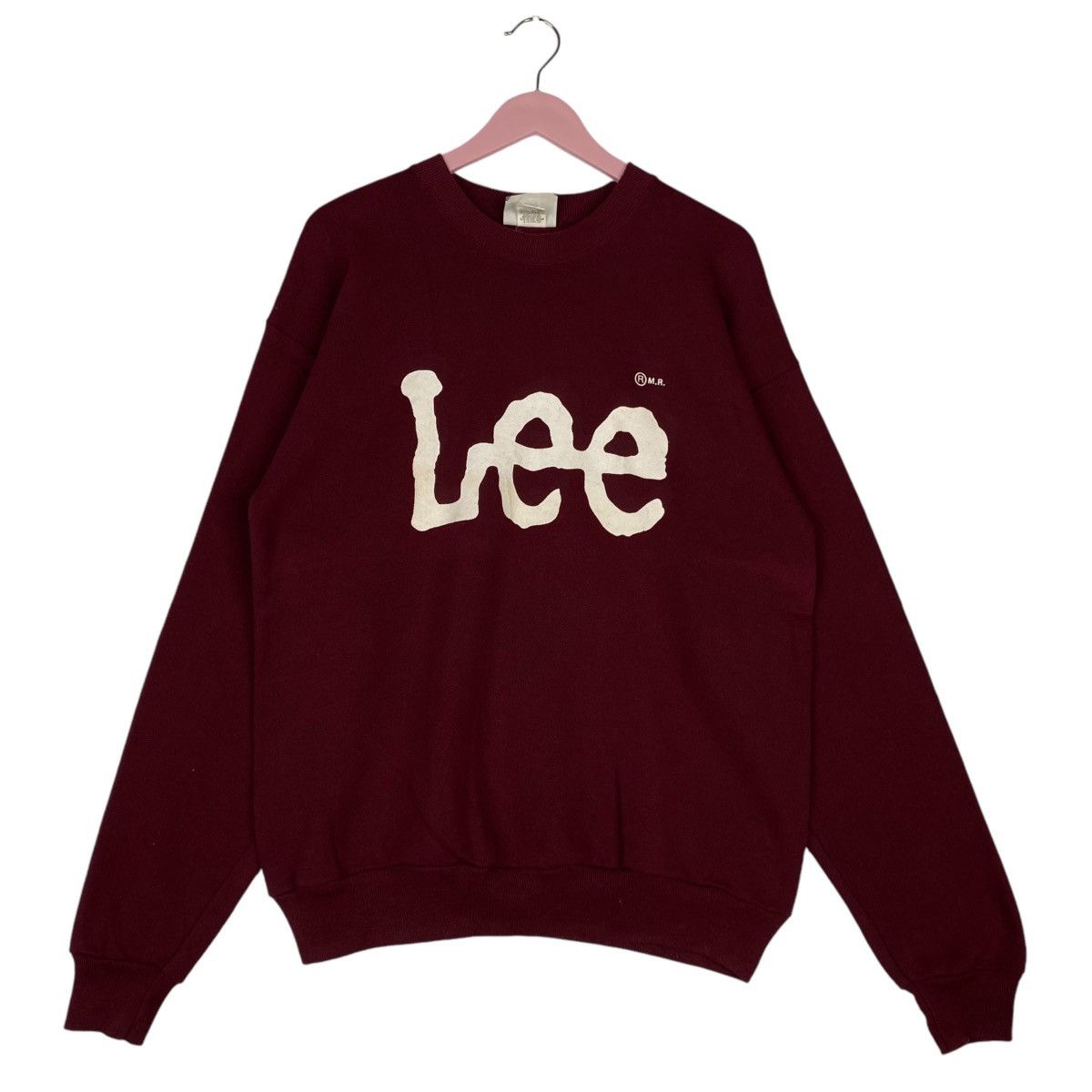 Lee × Vintage Vintage Lee Printed Crewneck Sweatshirt Maroon Pullover Size US L / EU 52-54 / 3 - 1 Thumbnail