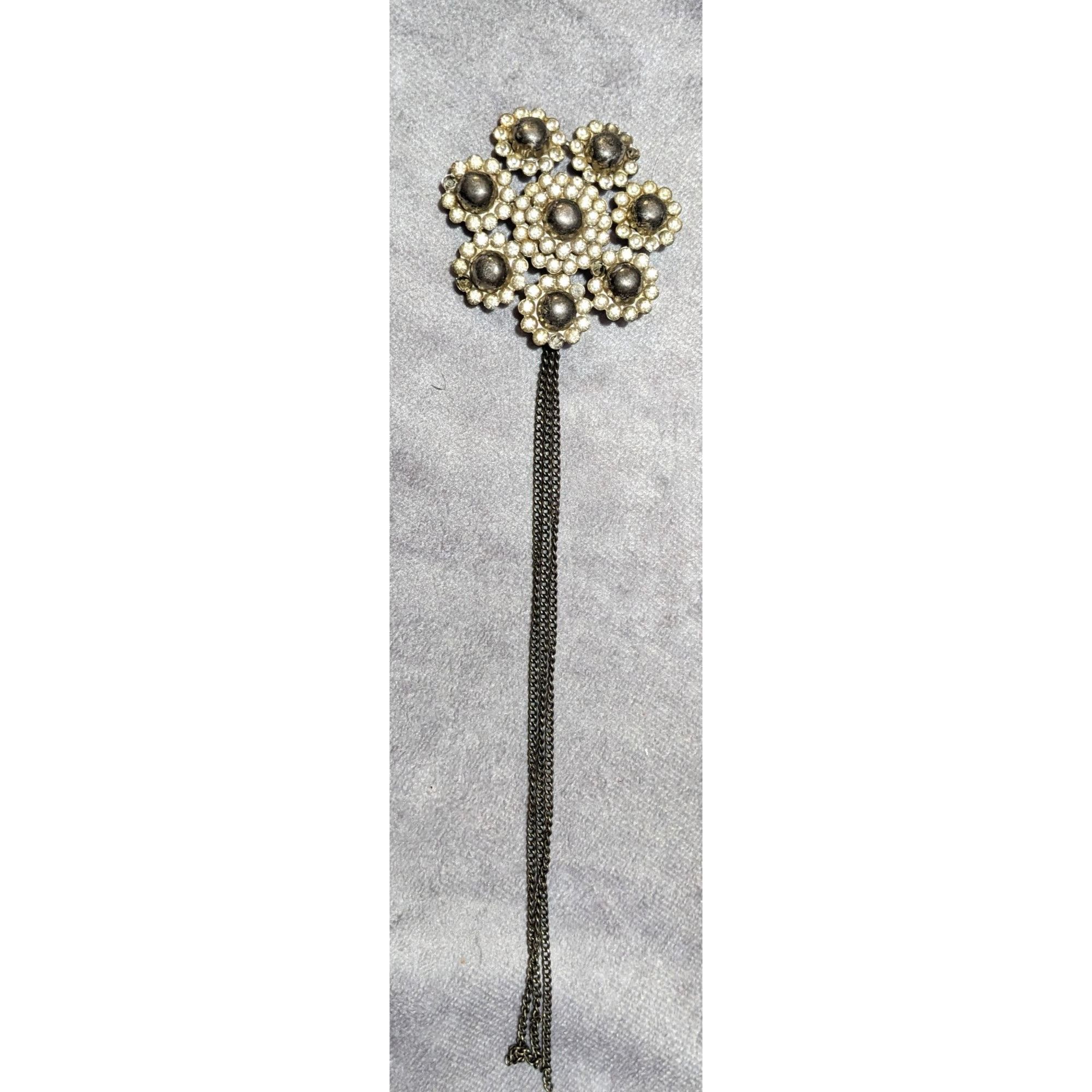 Other Vintage Brutalist Floral Rhinestone Chain Brooch Size ONE SIZE - 4 Thumbnail