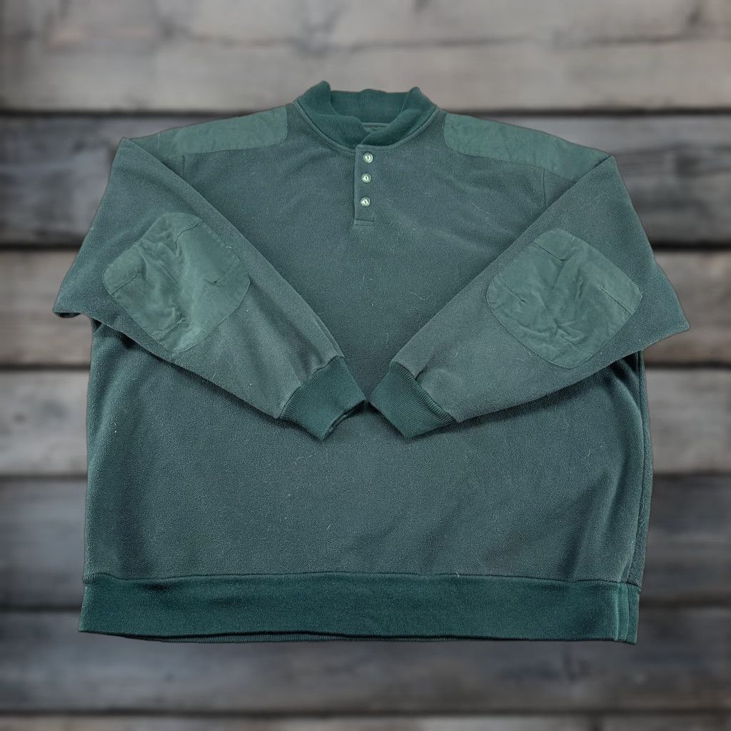 Vintage Cabela's Sweatshirt Mens 2XLT Green Pullover Fleece Polyester Zip Logo Sweatshirt 80s 90s Big & Tall Mens Size US XXL / EU 58 / 5 - 1 Thumbnail