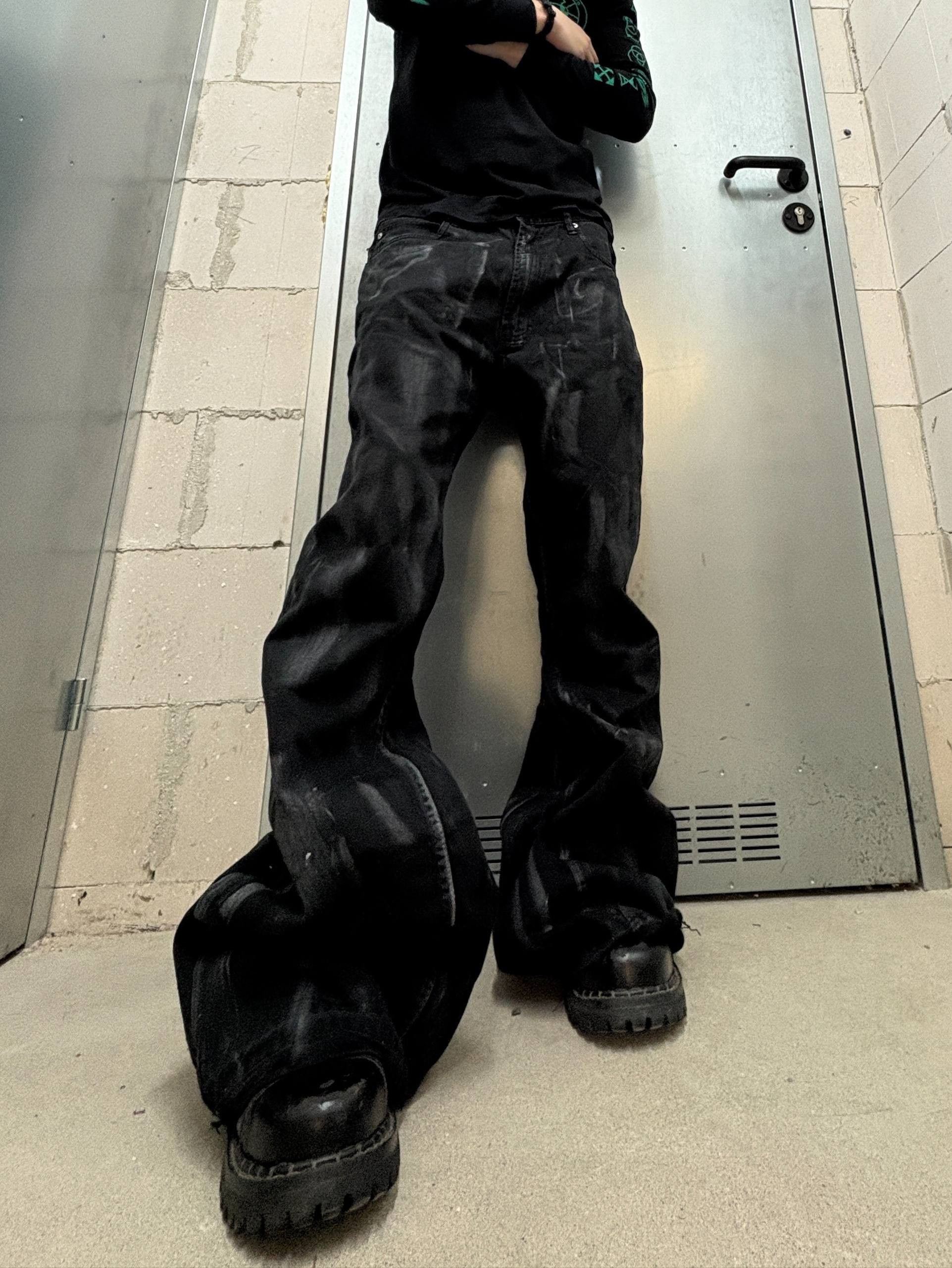 Japanese Brand Black Waxed Flare Pants Size US 32 / EU 48 - 4 Thumbnail