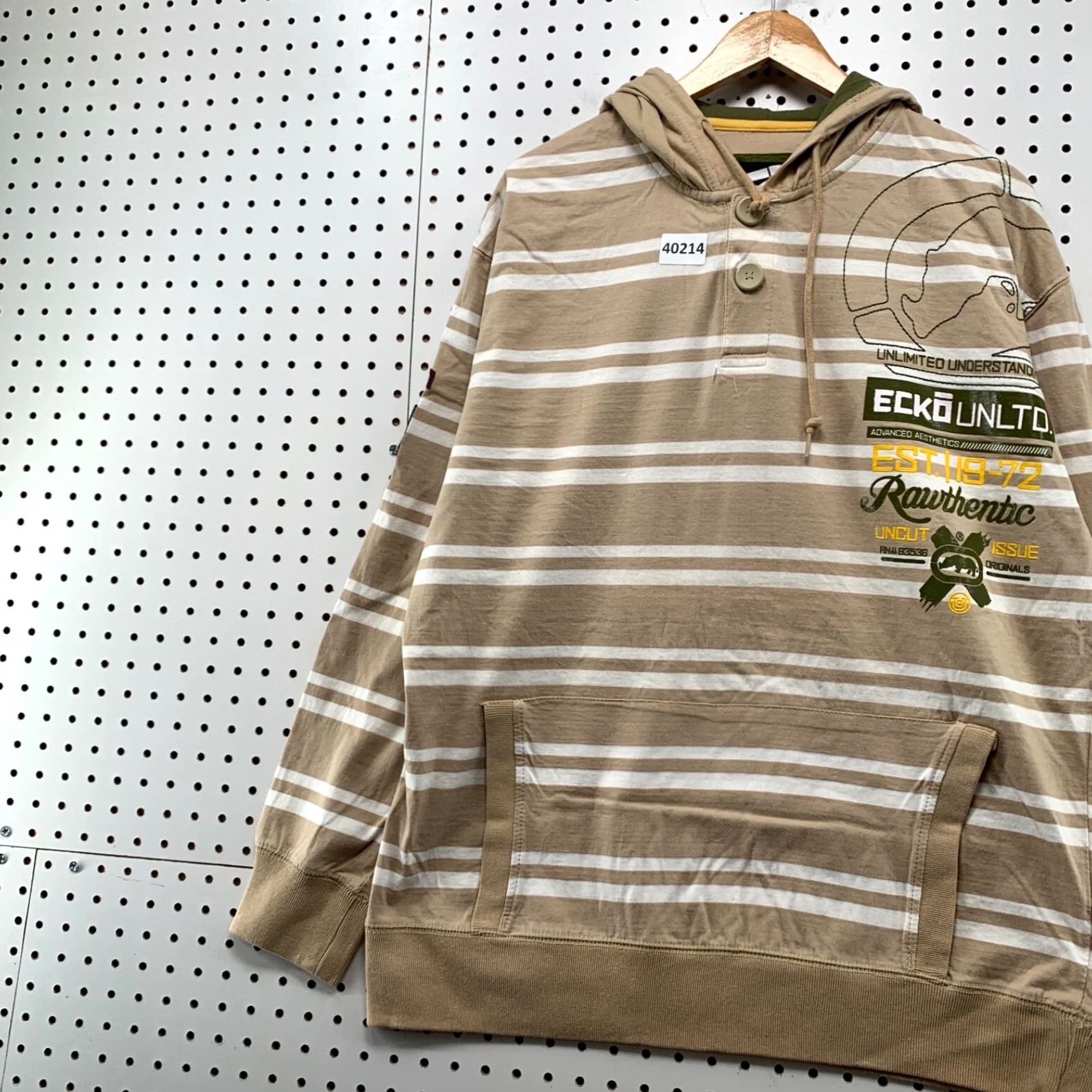Vintage VINTAGE Y2K Ecko Hoodie Shirt Men XL Brown White Striped Rhino Button Pullover Size US XL / EU 56 / 4 - 5 Thumbnail