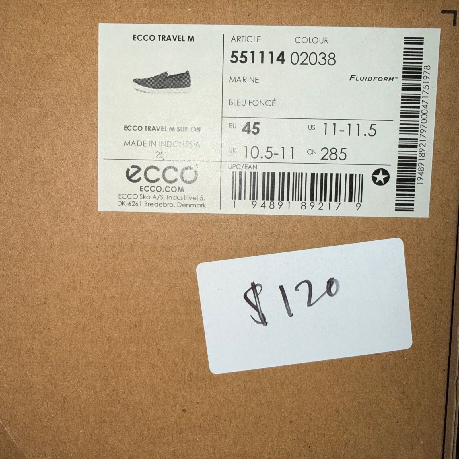 Ecco ECCO MEN'S 45 BLUE TRAVEL SLIP ON 55111402038 MARINE SUEDE Size US 11 / EU 44 - 5 Thumbnail
