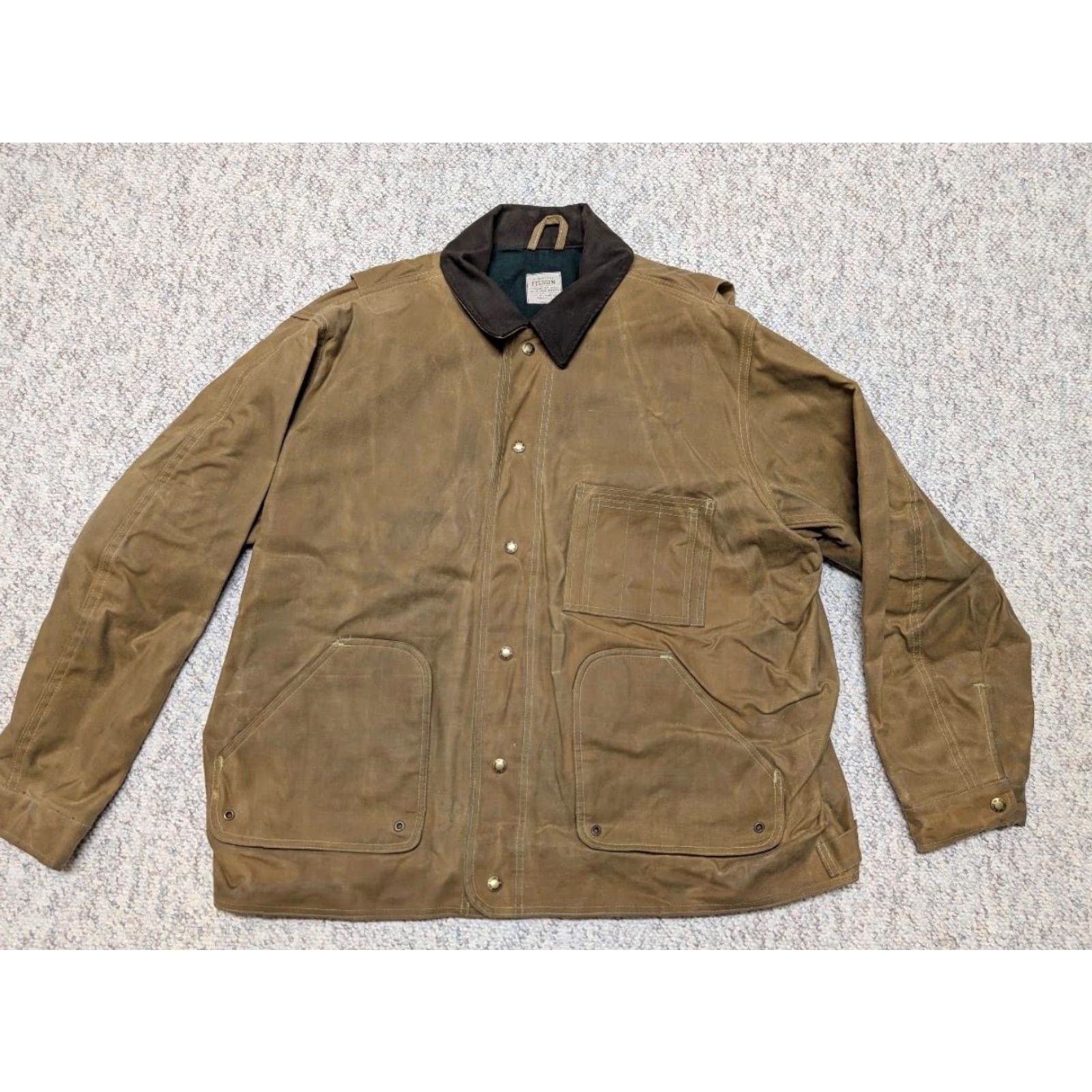 Filson VINTAGE Filson jacket Coat 2XL 48 dark tan tincloth cotton Mens Chest 48 Brown Solid 90s Size US XXL / EU 58 / 5 - 7 Thumbnail