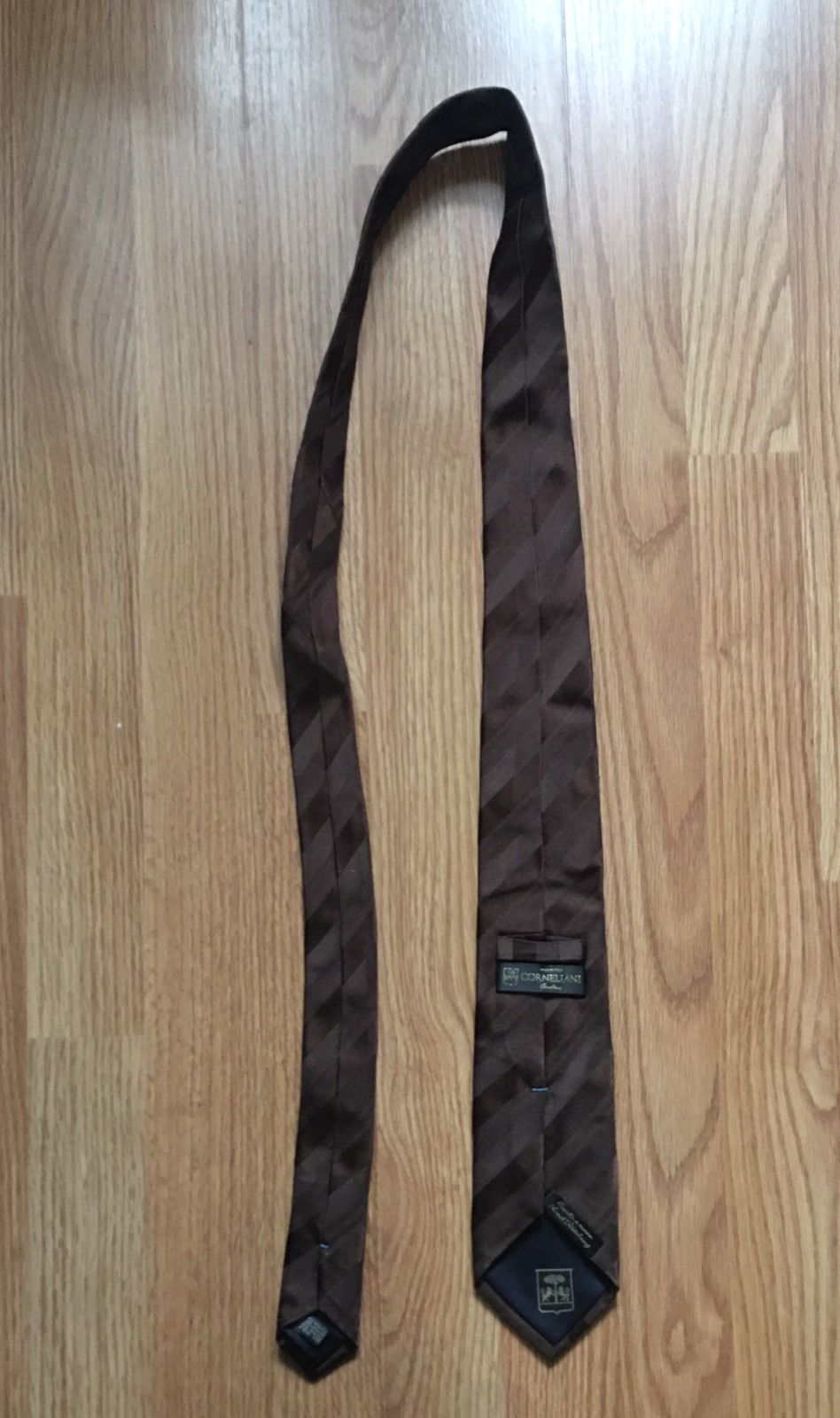 Corneliani Corneliani Brown Stripped Classic Silk Mens Tie Size ONE SIZE - 9 Thumbnail