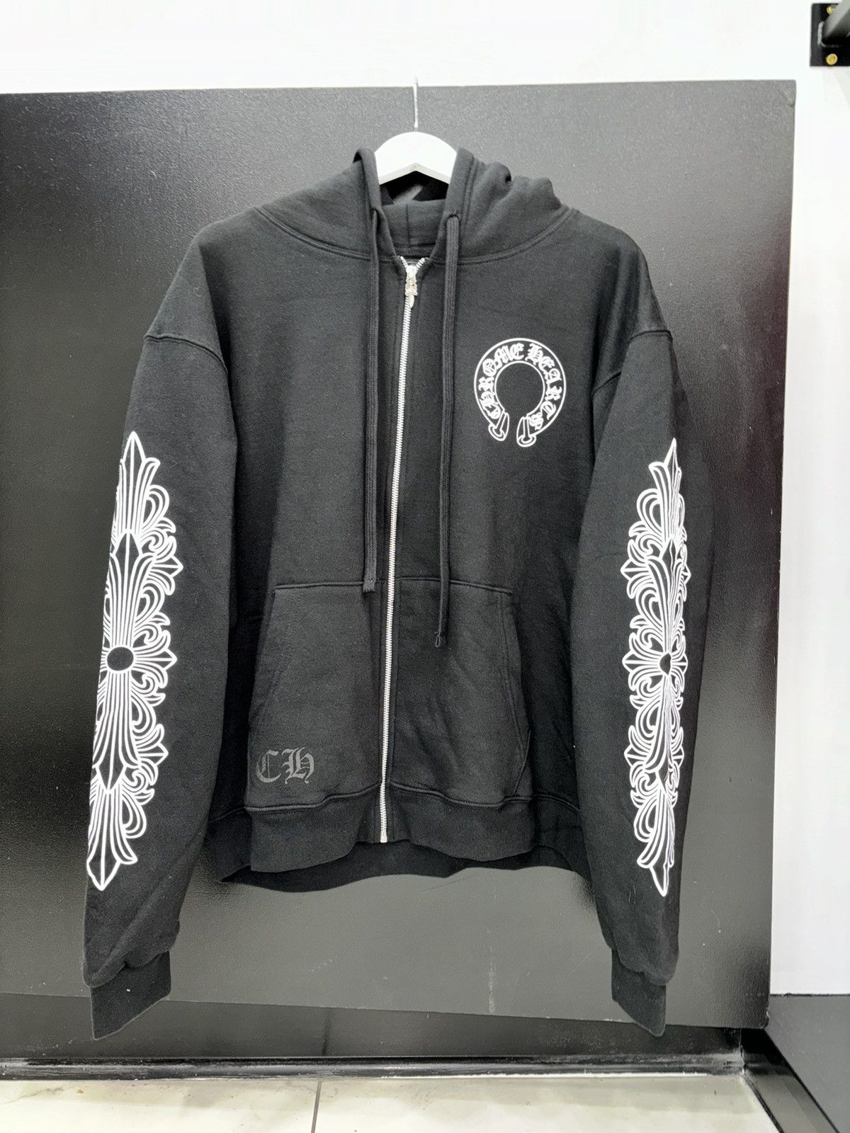 image of Chrome Hearts Zip Hoodie in Black, Men's (Size Medium)