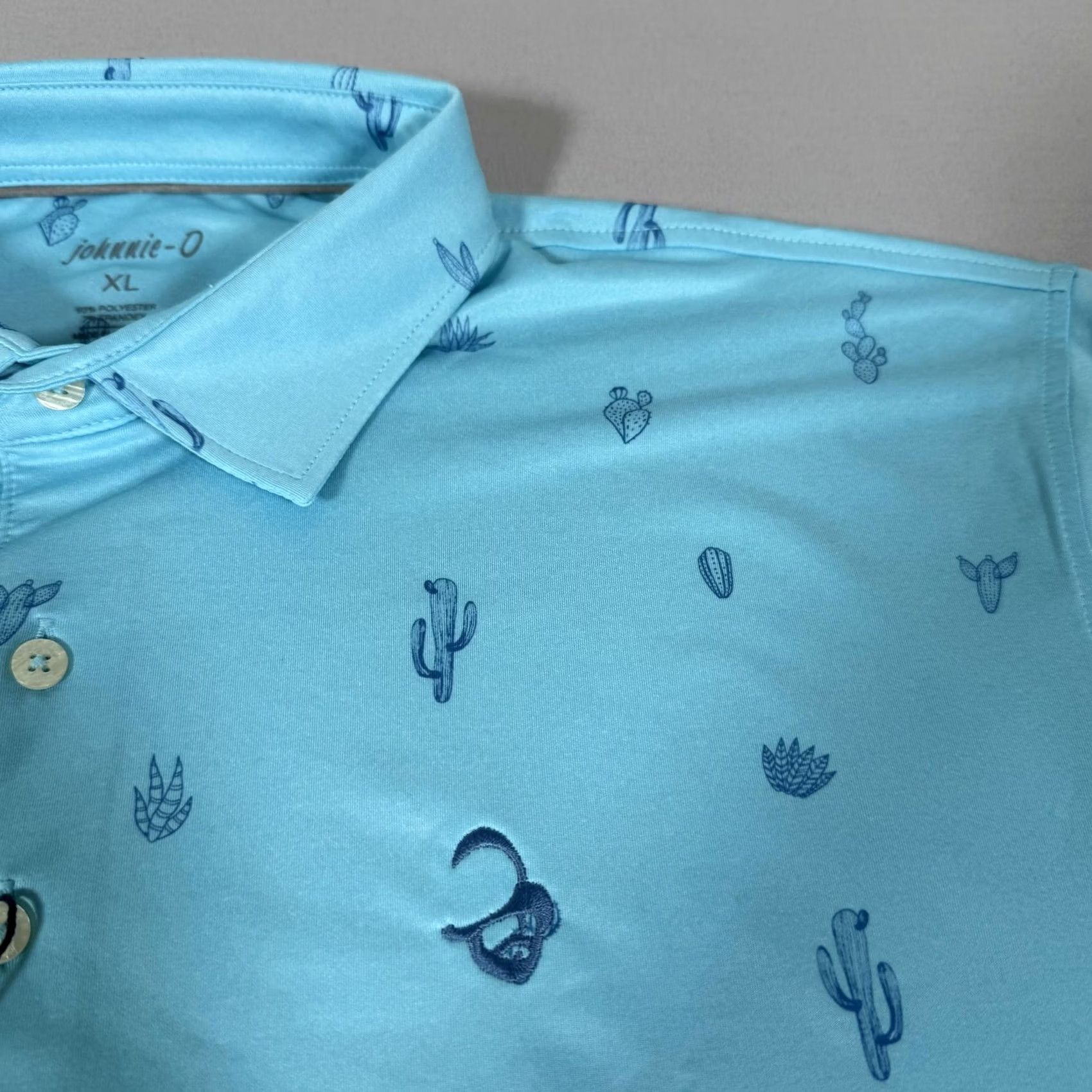 johnnie-O johnnie-O Polo Shirt Men XL Blue Prep-Formance Cactus Desert UPF 50 Golf Polo Short Sleeve Graphic Print Authentic Size US XL / EU 56 / 4 - 4 Thumbnail