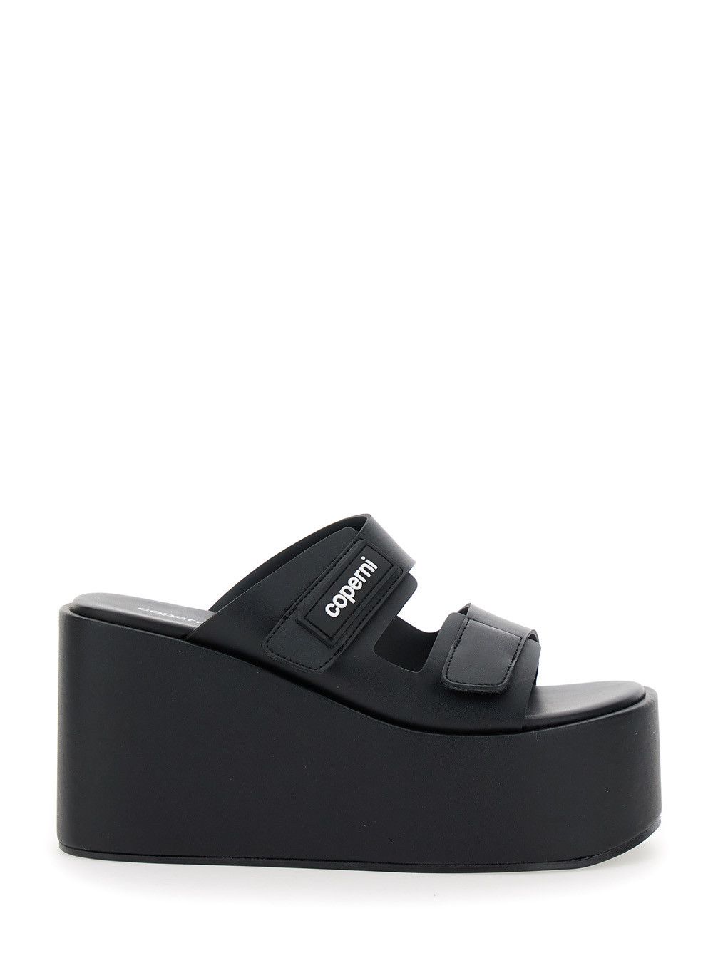 Coperni Black Wedges with Logo Patch on the Front and Touch-Strap Closure in Leather Woman Size US 7 / IT 37 - 1 Thumbnail