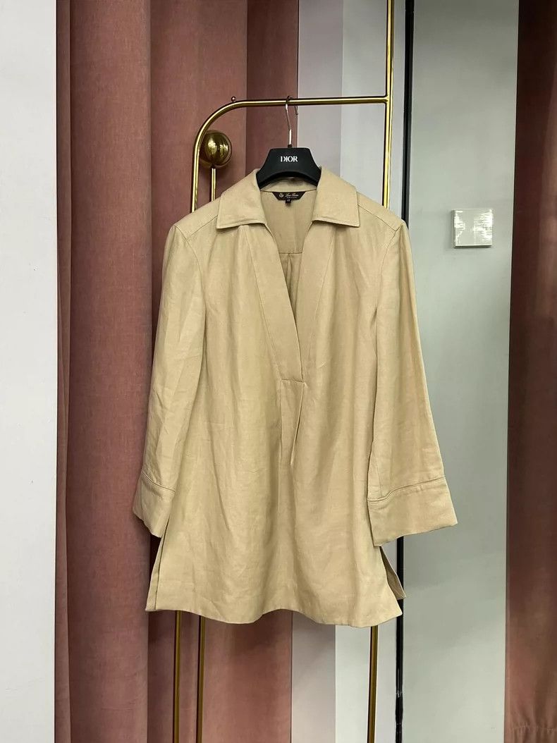 Other LORO PIANA Turn up the collar of your linen top Size L / US 10 / IT 46 - 1 Thumbnail