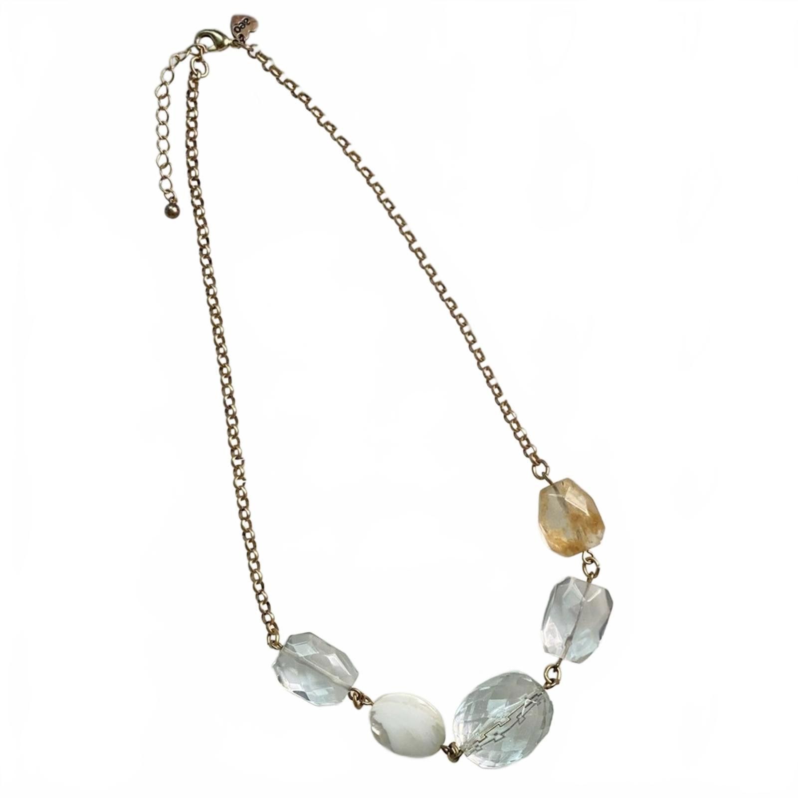 American Eagle Outfitters VTG Faceted Acrylic Lucite Gemstone & MOP Gold Tone Necklace Size ONE SIZE - 2 Thumbnail