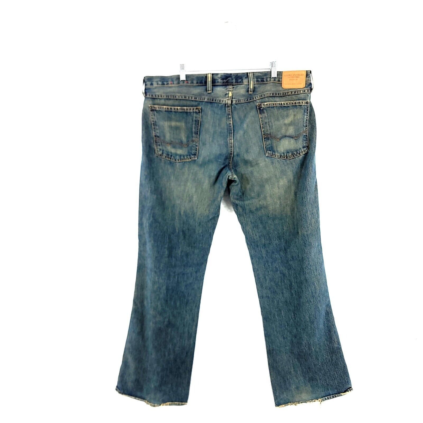 American Eagle Outfitters American Eagle Distressed Blue Brown Whiskering Stone Wash D Size US 40 / EU 56 - 8 Thumbnail