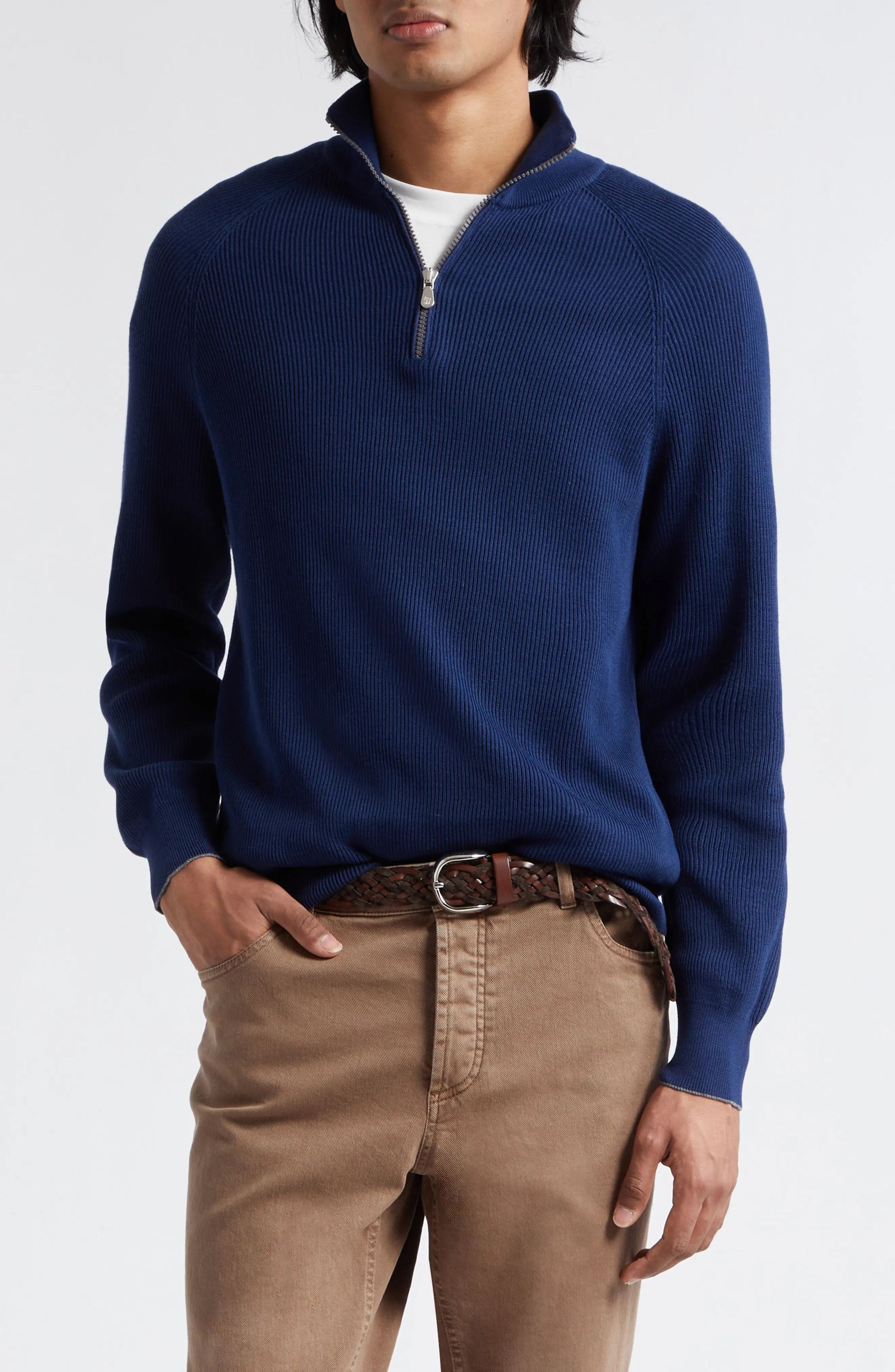 Brunello Cucinelli o1w1db10425 Cashmere Sweatshirt in Navy Size US XL / EU 56 / 4 - 2 Thumbnail