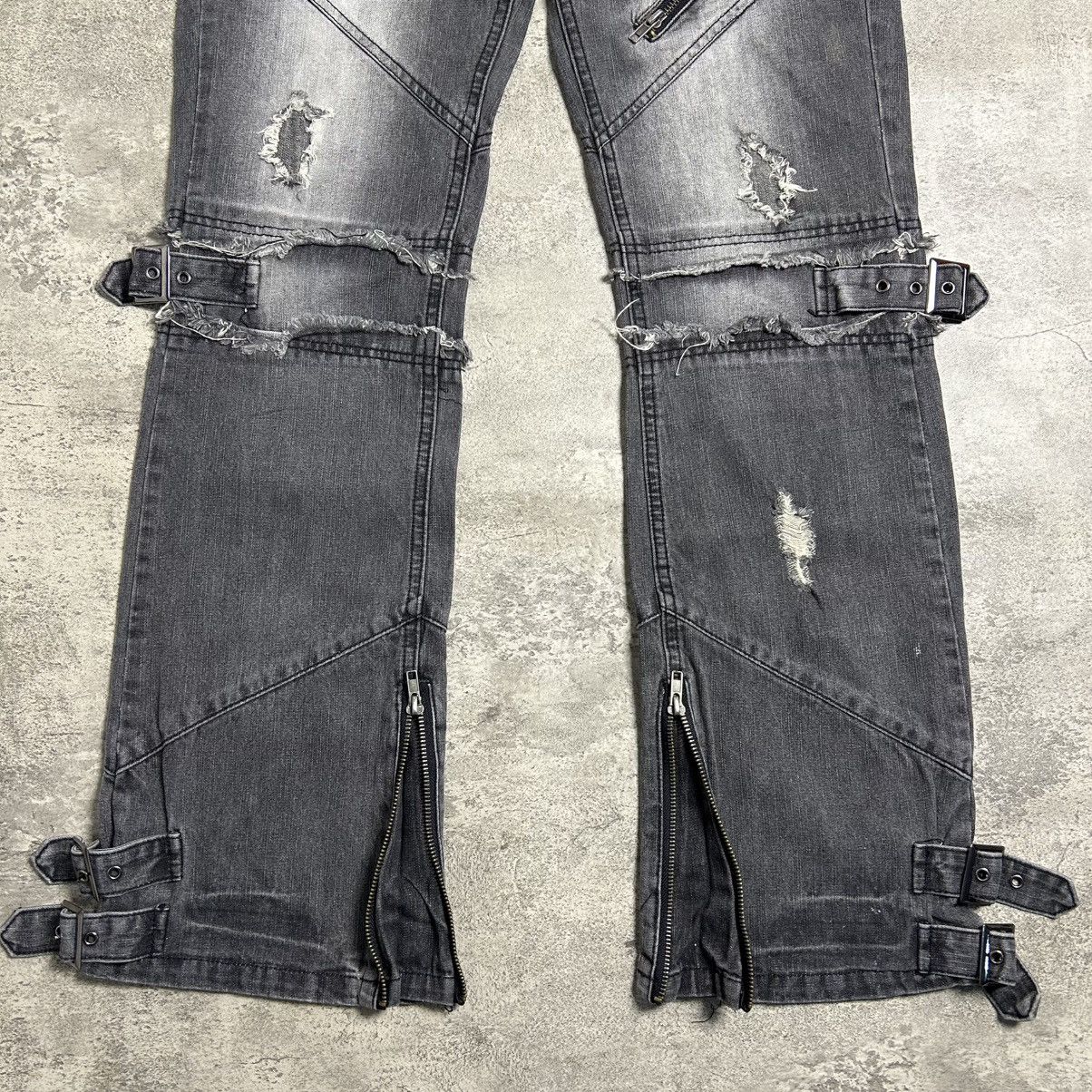 BUFFALO BOBS Black Baccara Multizipper Distressed Bondage Flare Jeans Size US 30 / EU 46 - 11 Thumbnail