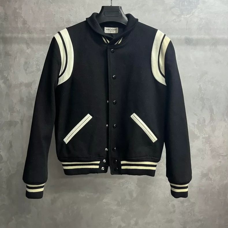 Saint Laurent Paris Saint Laurent Black Striped Varsity Jacket Size US M / EU 48-50 / 2 - 1 Thumbnail