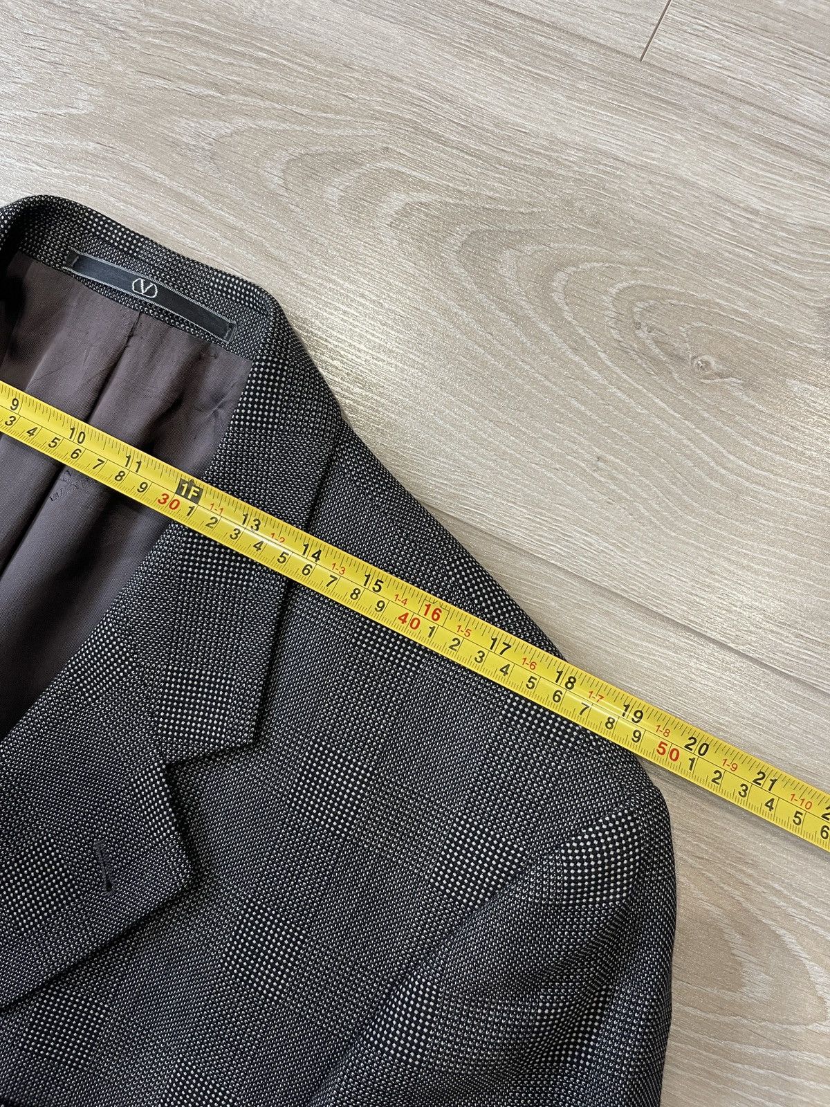 Valentino Vintage Valentino Uomo Grey Brown Plaid Wool Blazer Jacket Size 44R - 13 Thumbnail