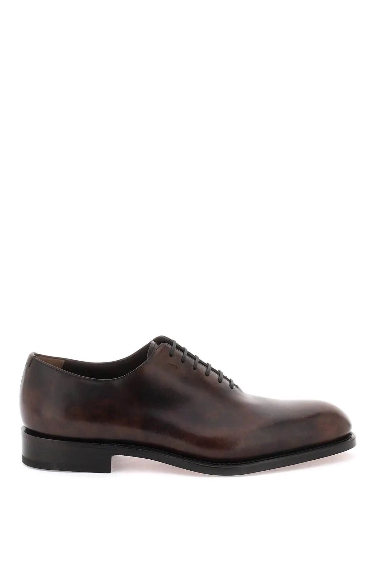 image of Salvatore Ferragamo O1S22I1N0224 Shiny Leather Oxford Lace-Ups In Brown Shoes, Men's (Size 8)