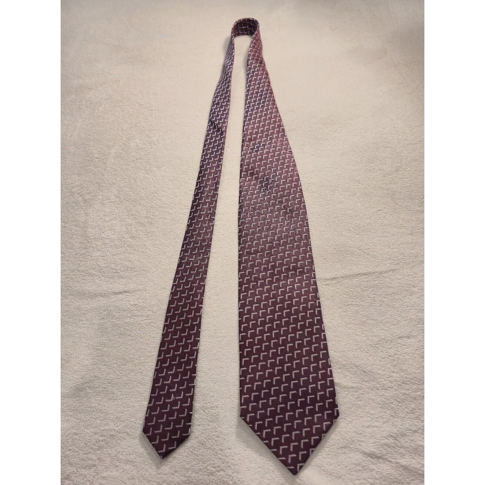 Giorgio Armani Giorgio Armani Necktie Italy Maroon Geometric Silk Men's Size ONE SIZE - 2 Thumbnail