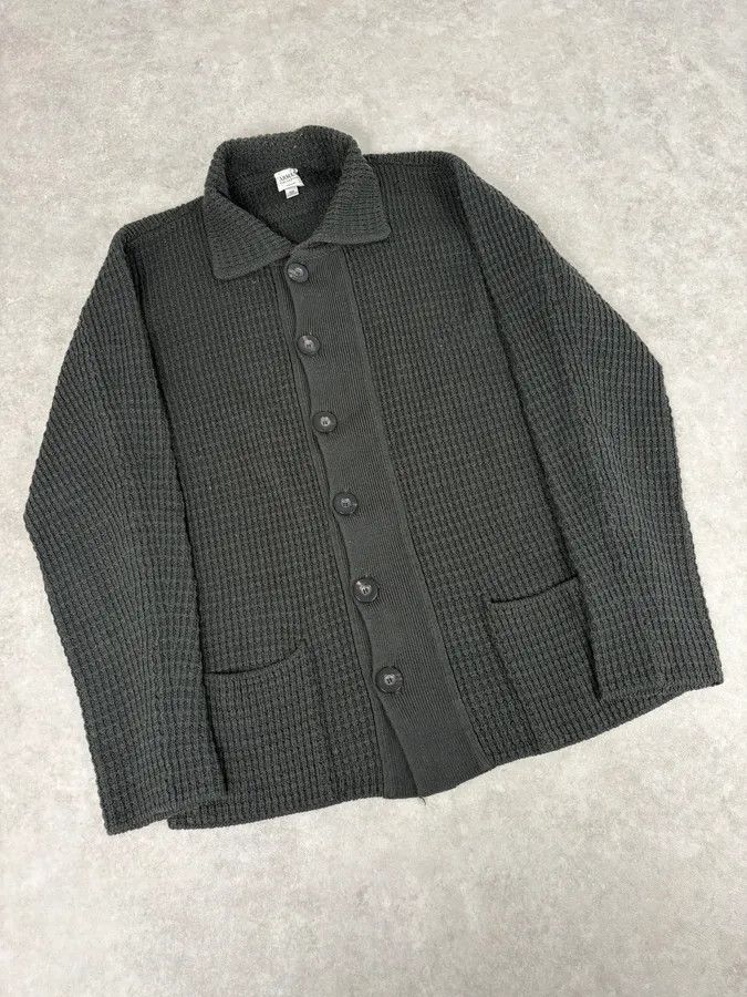 Armani 2000s Armani Collezioni Olive Wool Waffle Shirt Size US L / EU 52-54 / 3 - 4 Thumbnail